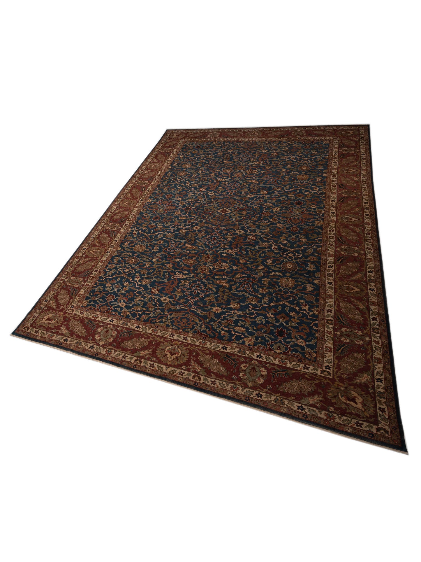 Pasha Antique Loom 104398 Navy Burgundy Traditional Hand Knotted Rug