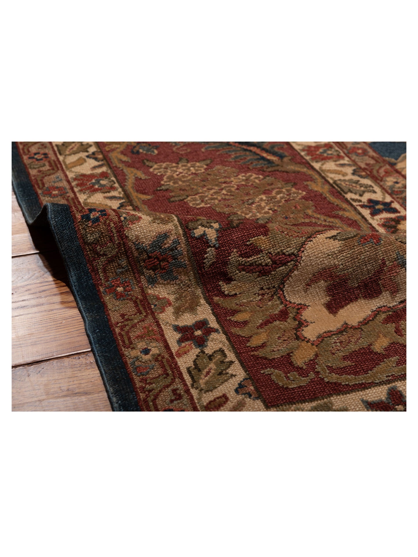 Pasha Antique Loom 104398 Navy Burgundy Traditional Hand Knotted Rug