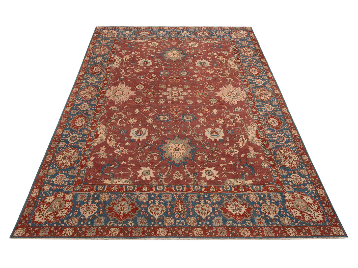 Pasha Antique Loom 104401 Rust Teal Blue Traditional Hand Knotted Rug