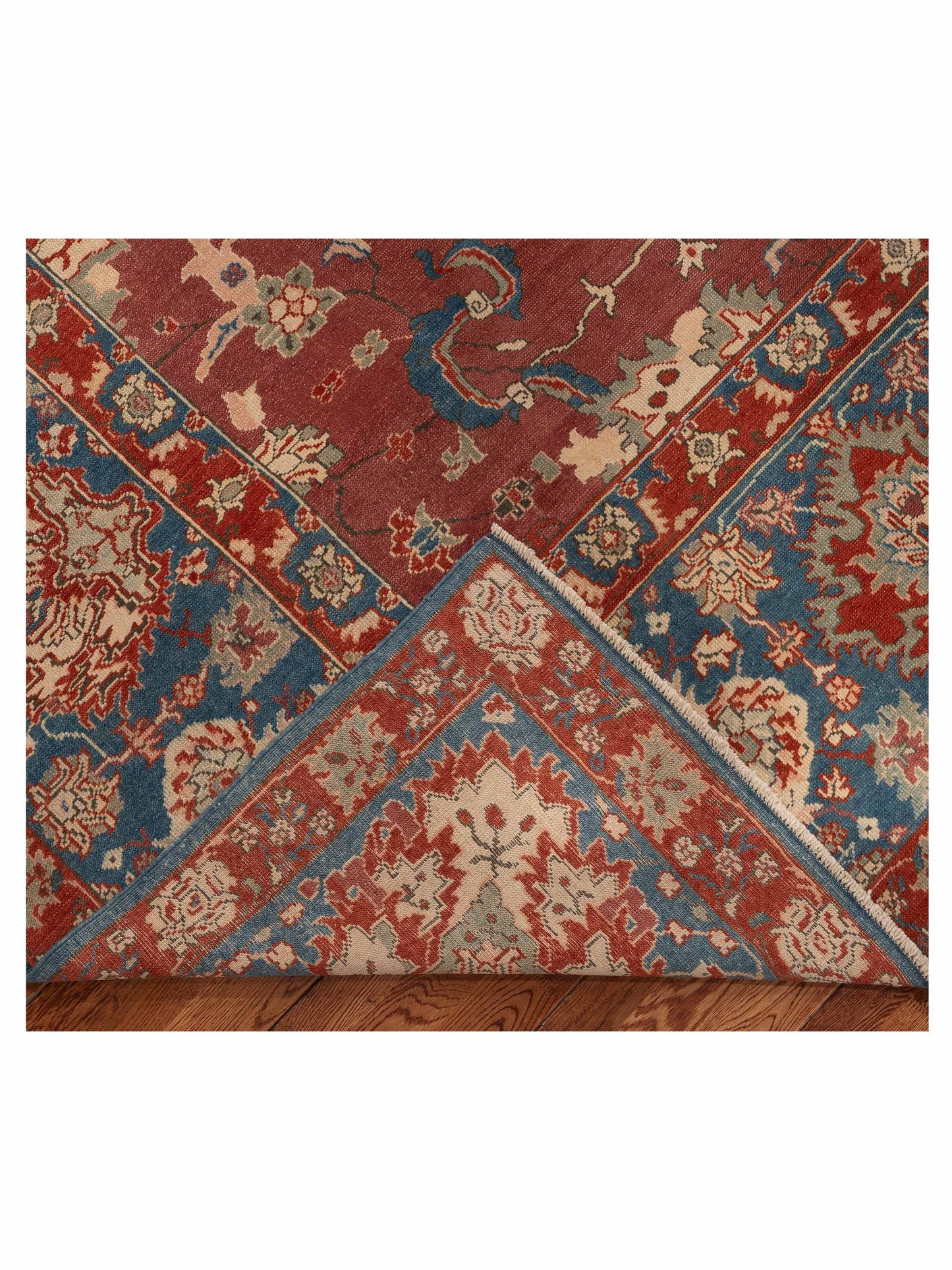 Pasha Antique Loom 104401 Rust Teal Blue Traditional Hand Knotted Rug