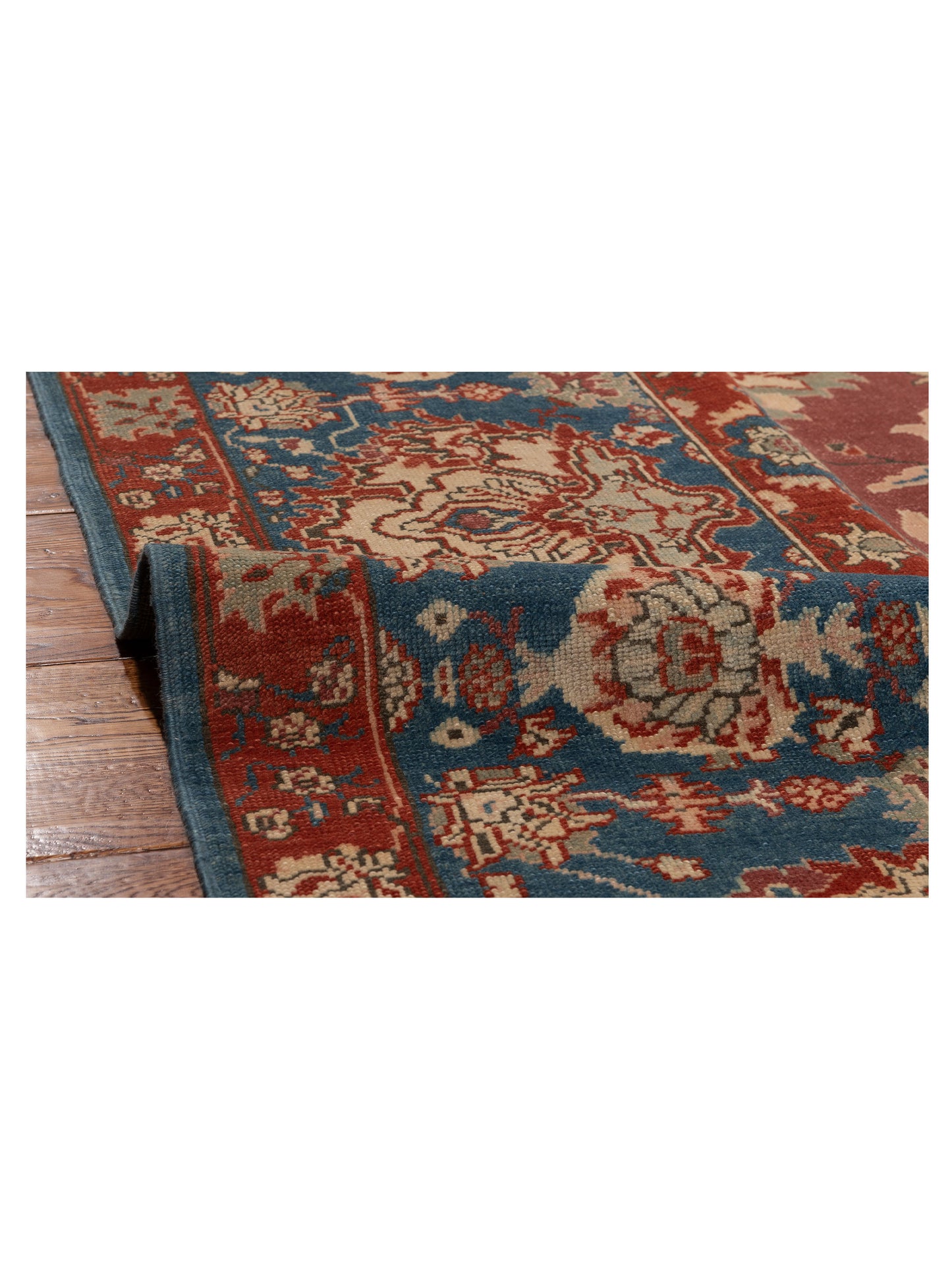 Pasha Antique Loom 104401 Rust Teal Blue Traditional Hand Knotted Rug