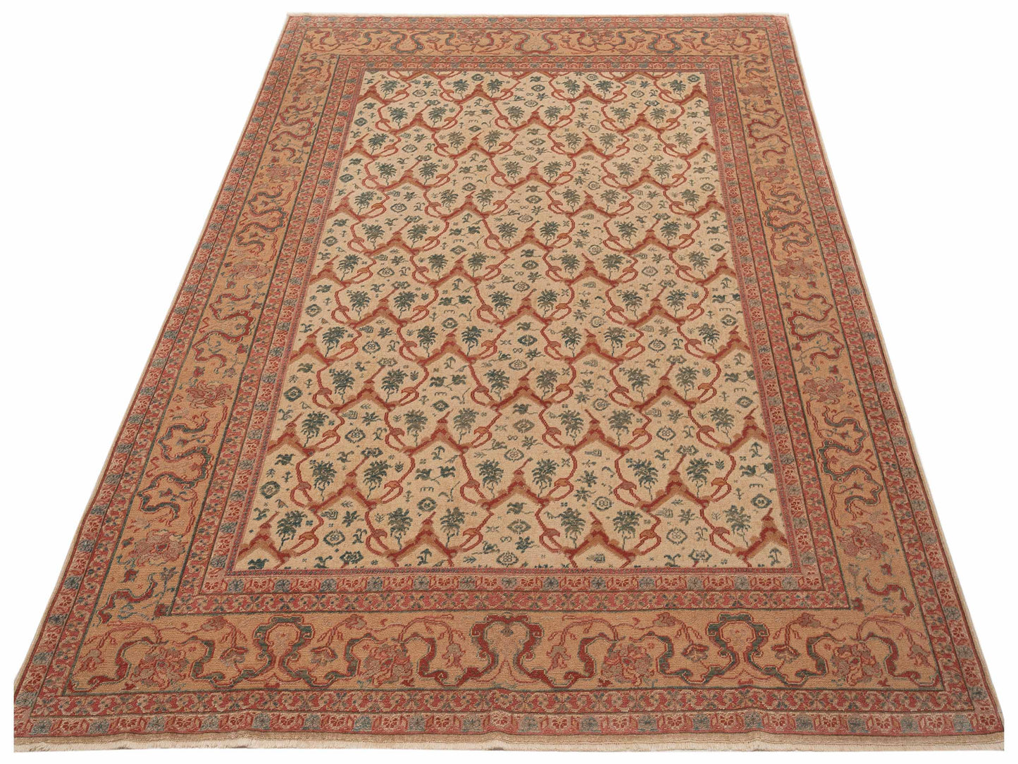 Pasha Antique Loom 104440 Beige Gold Transitional Hand Knotted Rug