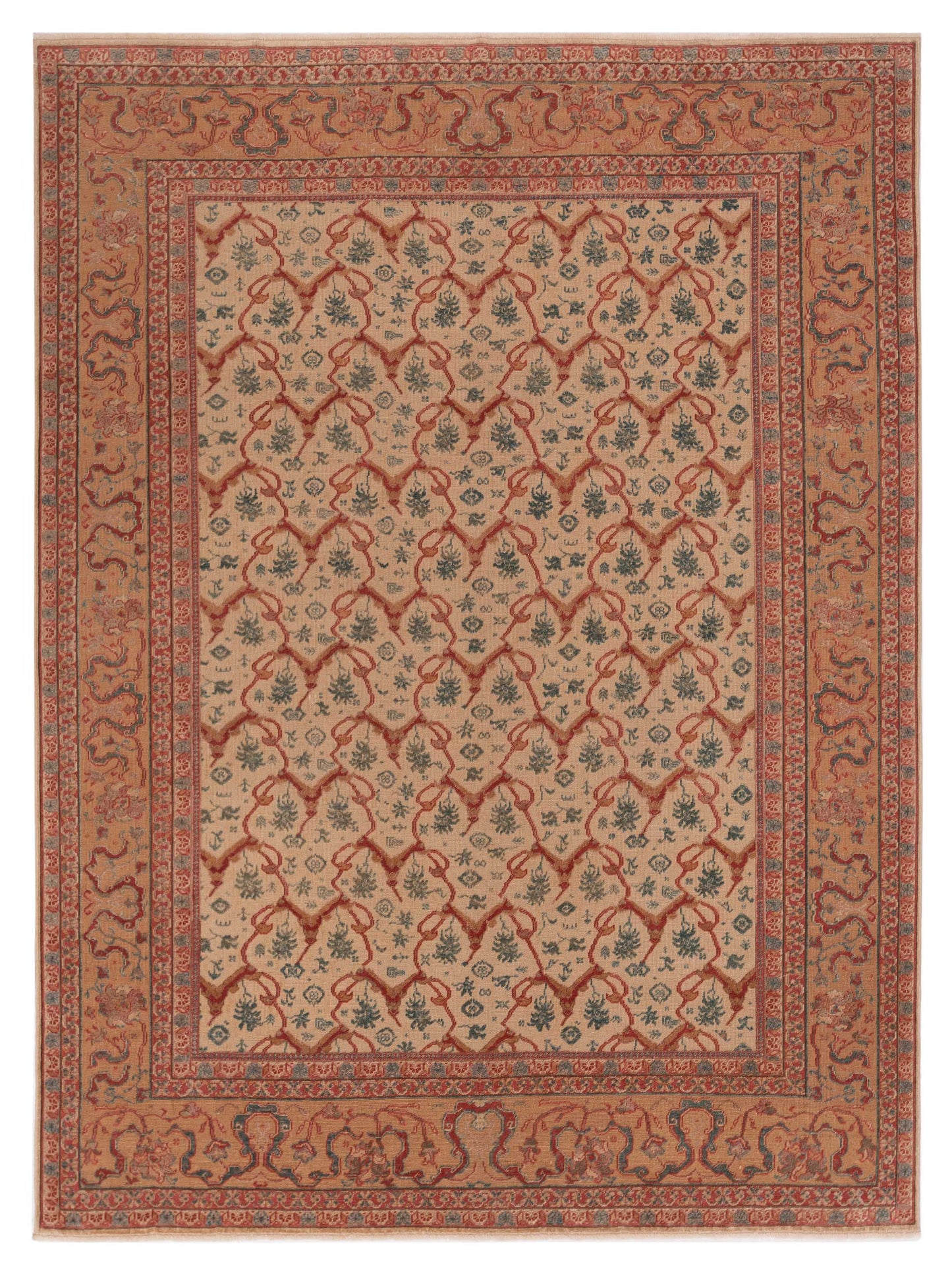 Pasha Antique Loom 104440 Beige Transitional Hand Knotted Rug