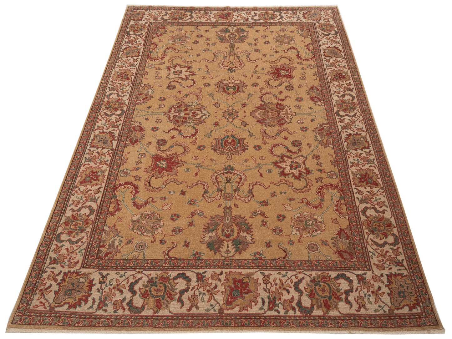 Pasha Antique Loom 104442 Gold Ivory Transitional Hand Knotted Rug