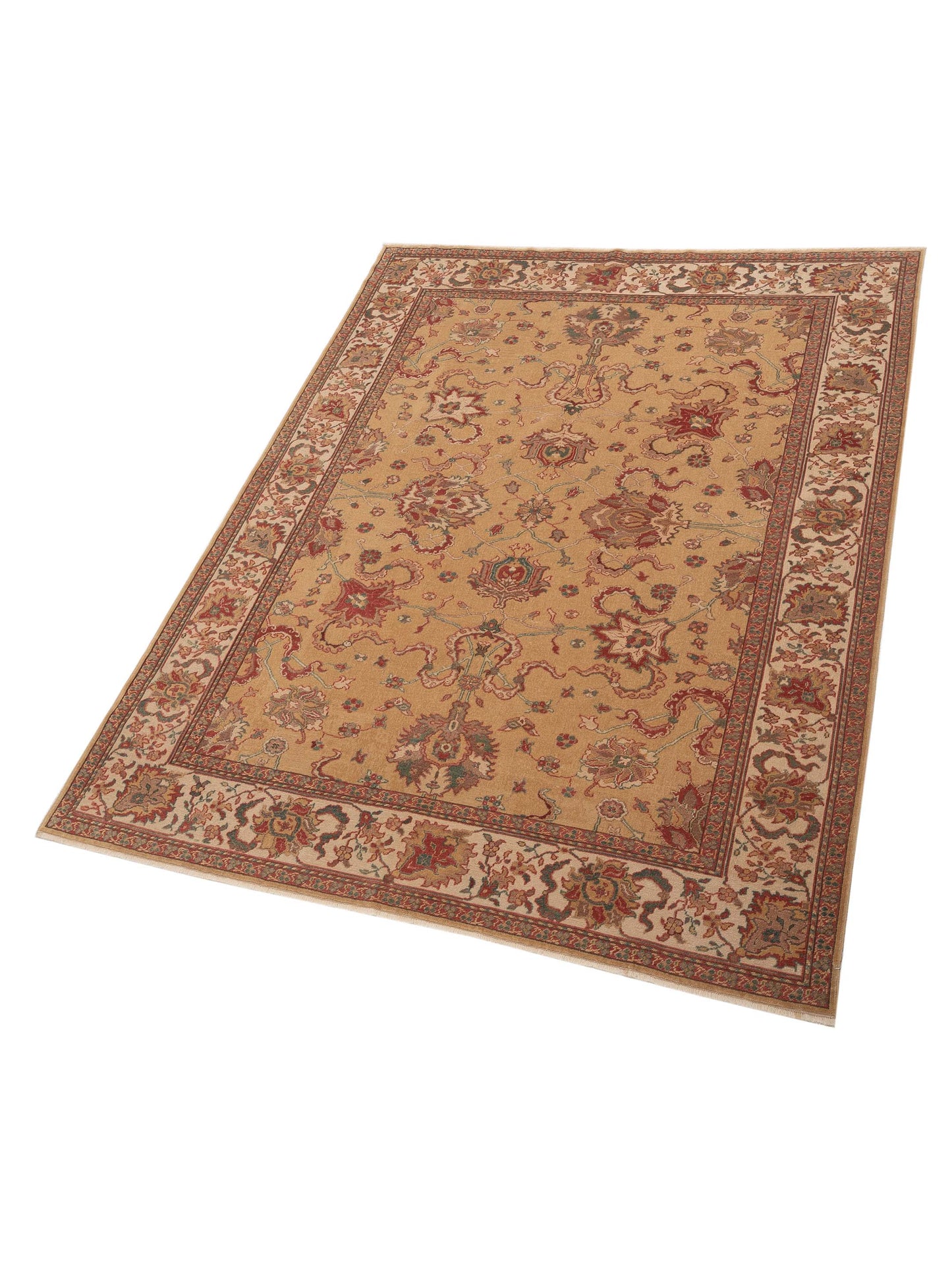 Pasha Antique Loom 104442 Gold Ivory Transitional Hand Knotted Rug