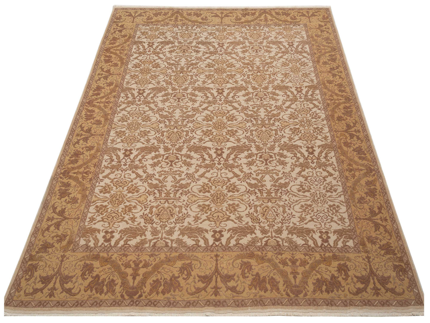 Pasha Antique Loom 104452 Ivory Gold Transitional Hand Knotted Rug