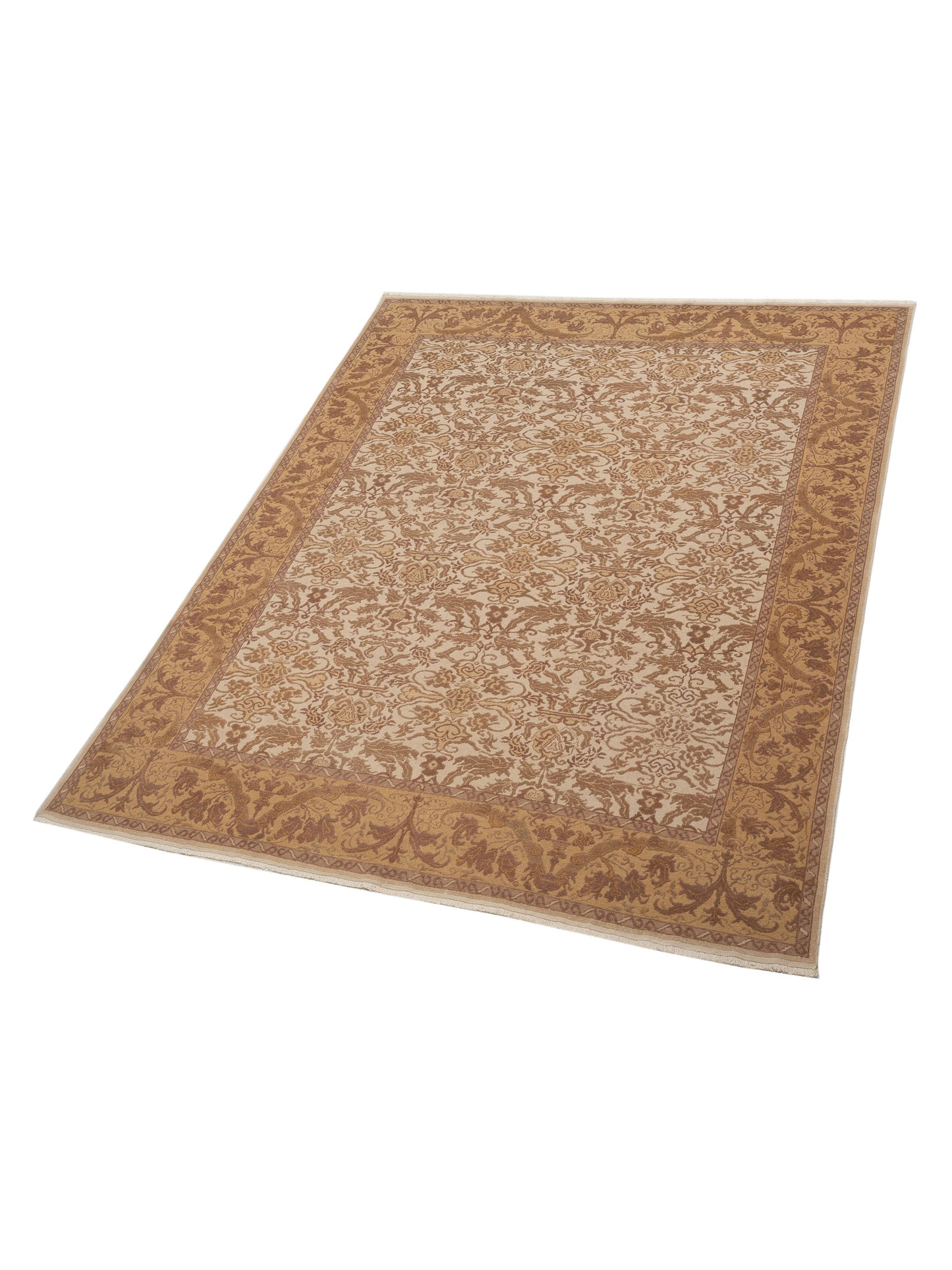 Pasha Antique Loom 104452 Ivory Gold Transitional Hand Knotted Rug