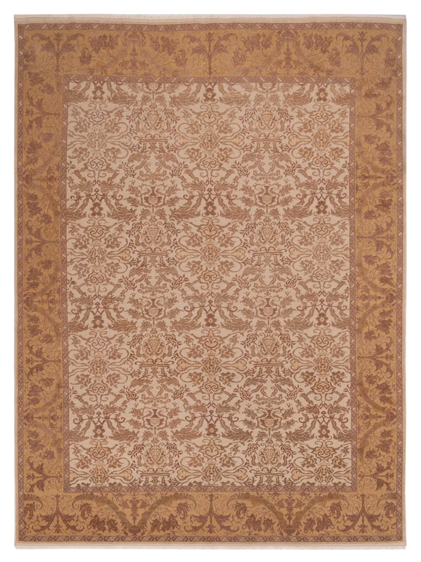 Pasha Antique Loom 104452 Ivory Transitional Hand Knotted Rug