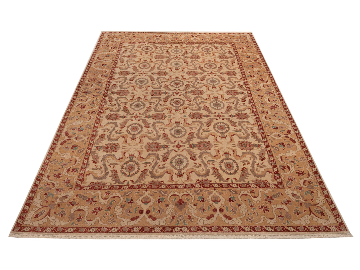 Pasha Antique Loom 104466 Ivory Gold Transitional Hand Knotted Rug