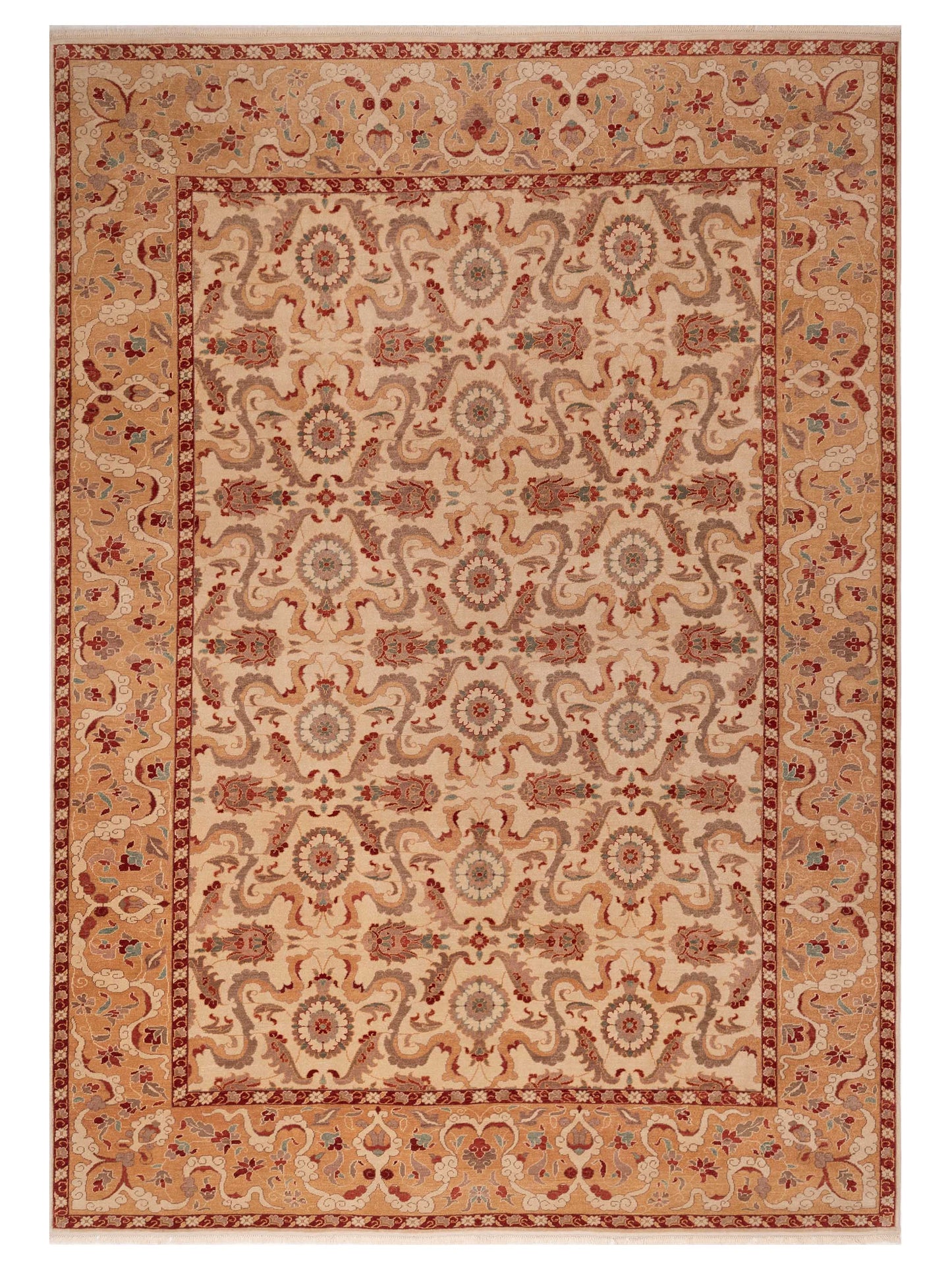 Pasha Antique Loom 104466 Ivory Transitional Hand Knotted Rug