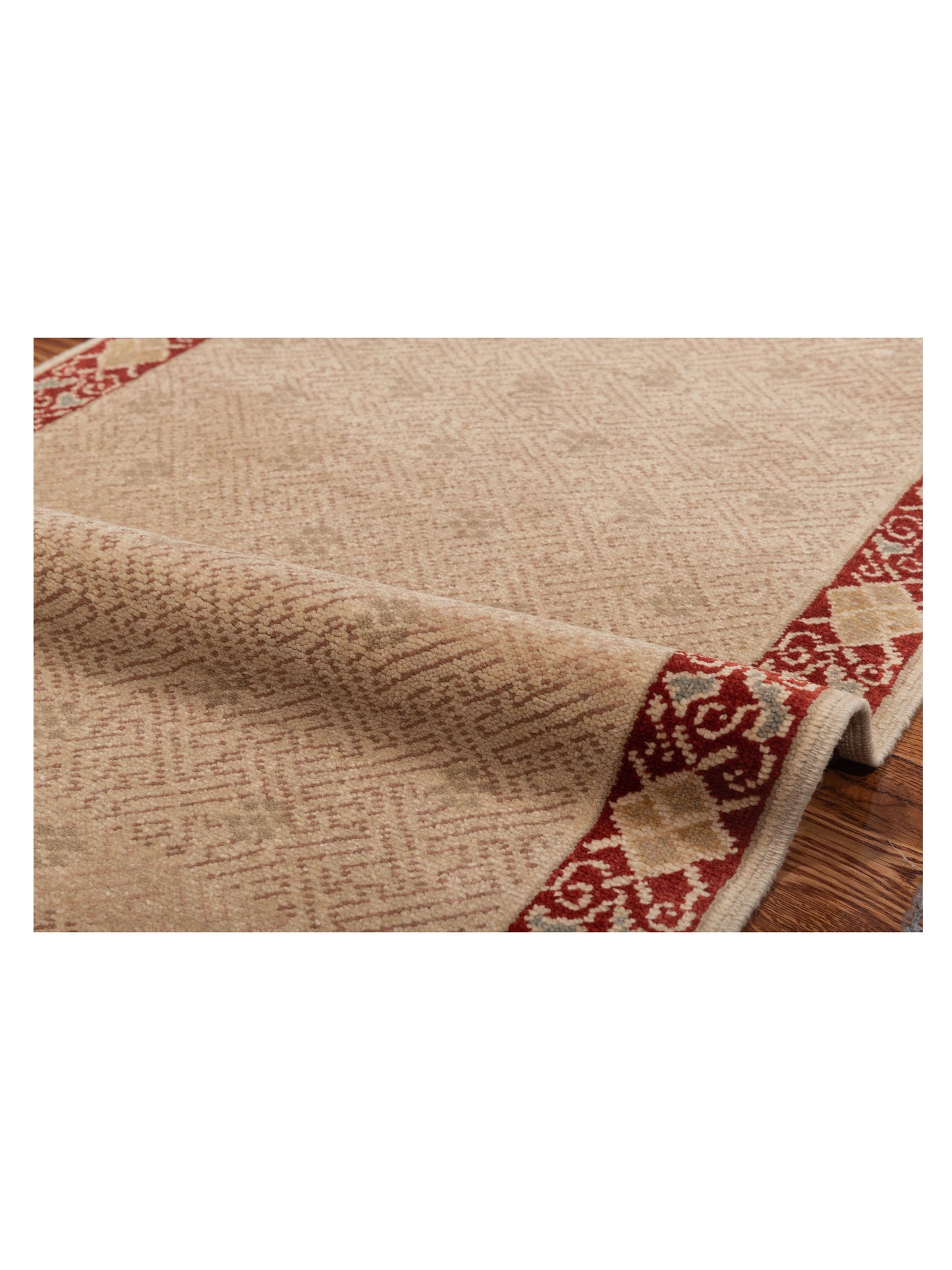 Pasha Antique Loom 104488 Beige Red Transitional Hand Knotted Rug