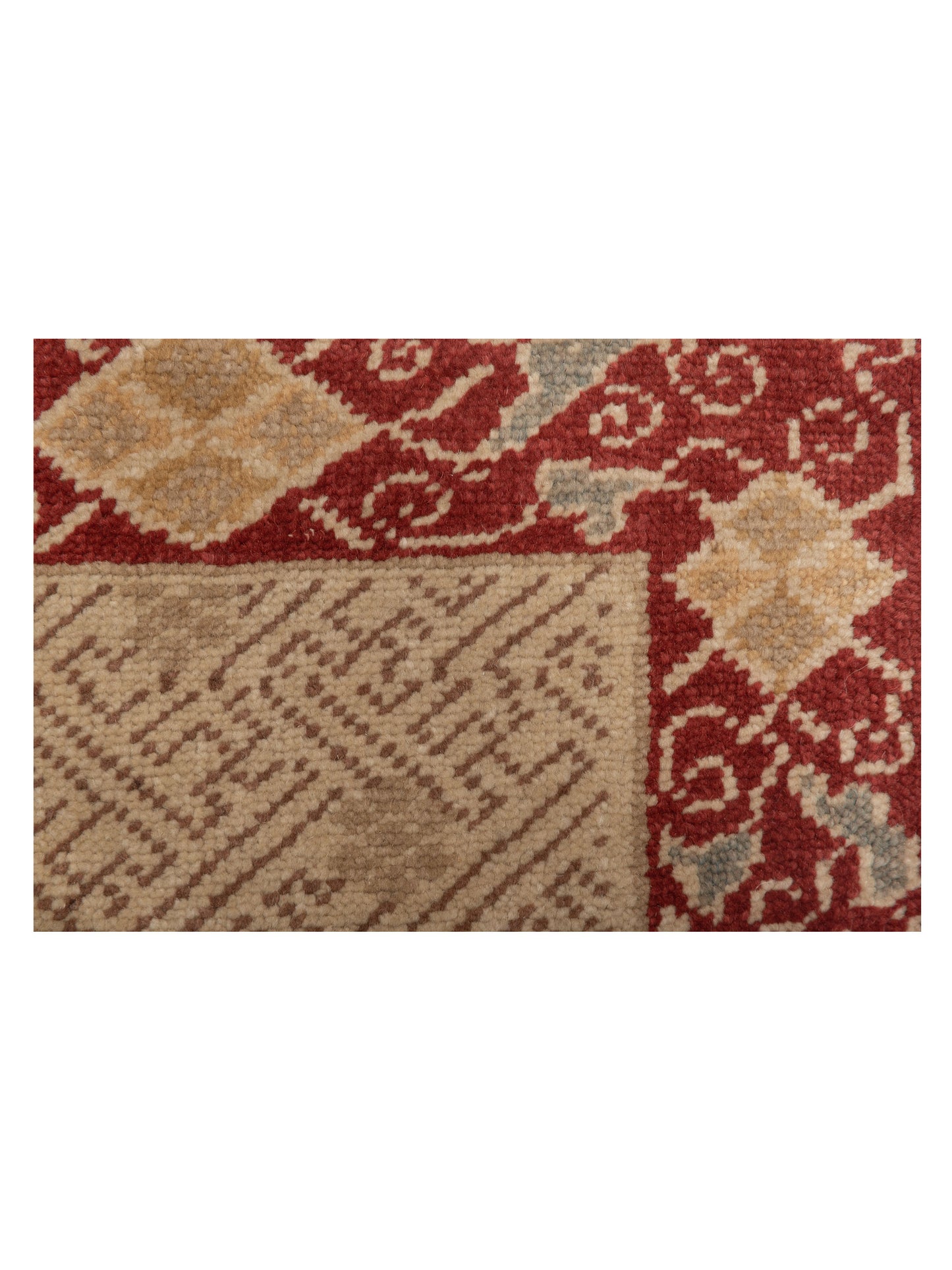 Pasha Antique Loom 104488 Beige Red Transitional Hand Knotted Rug