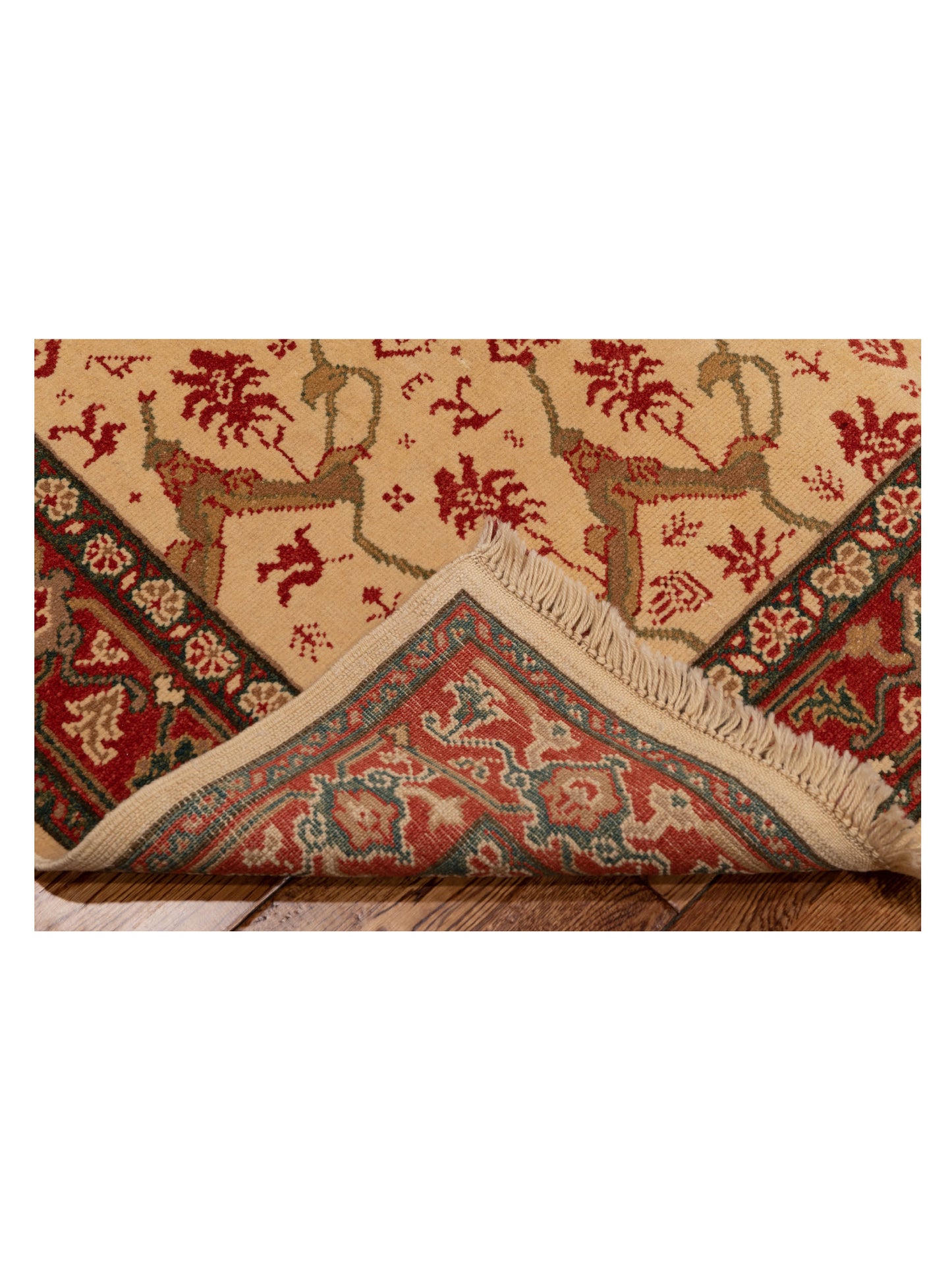 Pasha Antique Loom 104507 Ivory Red Transitional Hand Knotted Rug