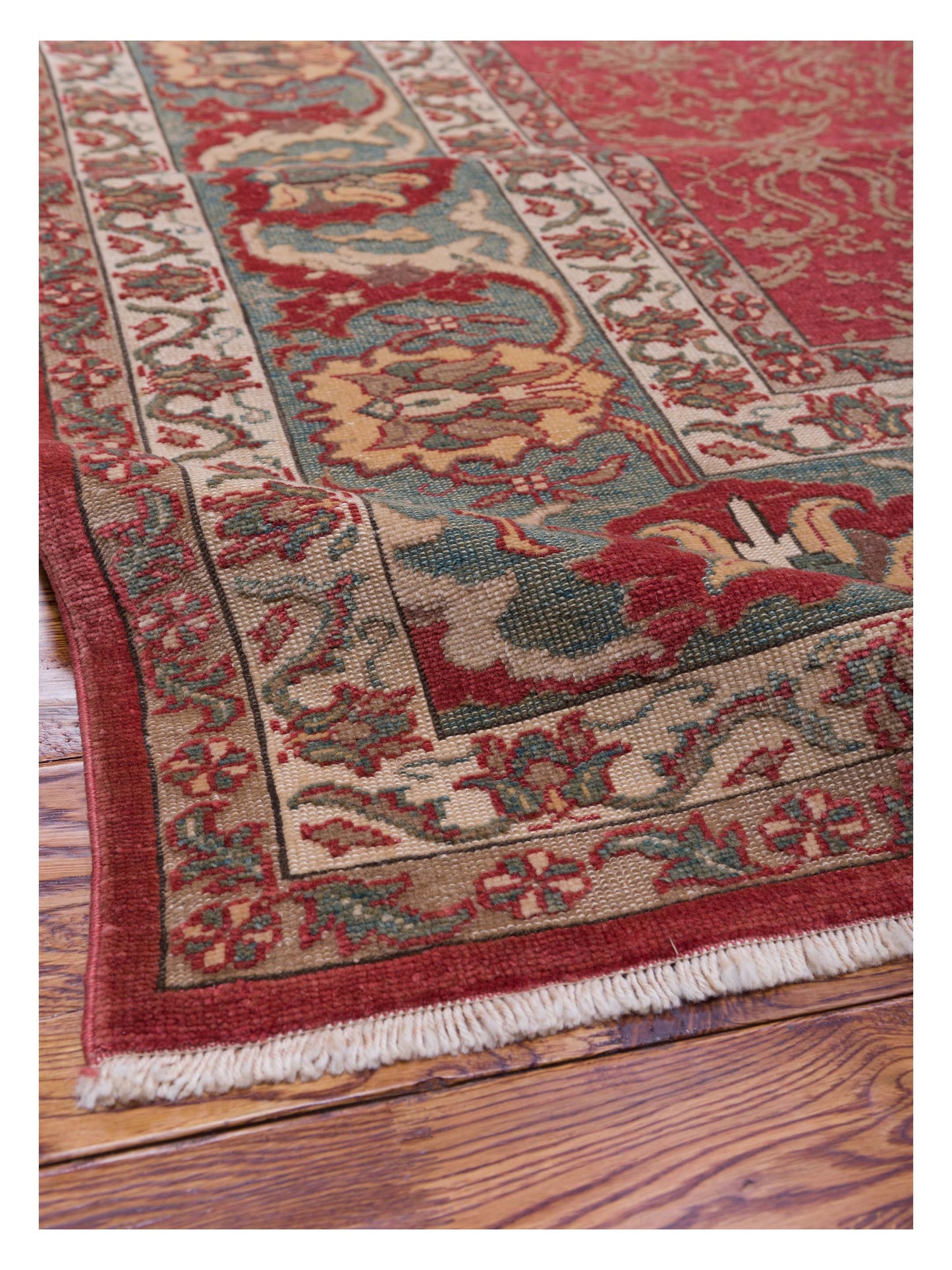 Pasha Antique Loom 104530 Rust Sage Green Transitional Hand Knotted Rug