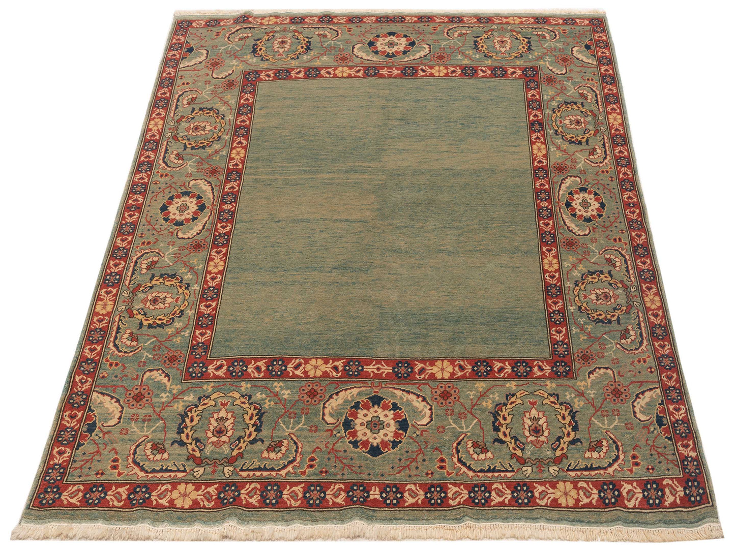 Pasha Antique Loom 104542 Green  Transitional Hand Knotted Rug