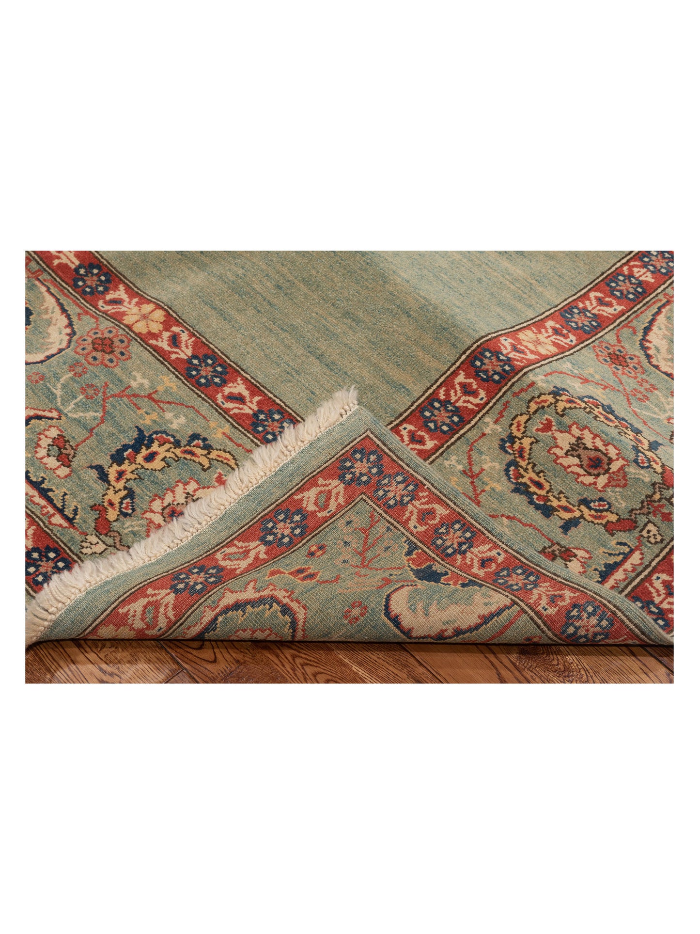 Pasha Antique Loom 104542 Green  Transitional Hand Knotted Rug