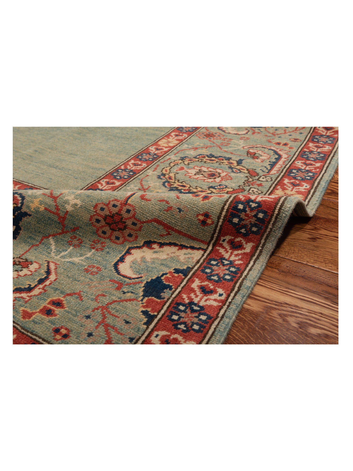 Pasha Antique Loom 104542 Green  Transitional Hand Knotted Rug