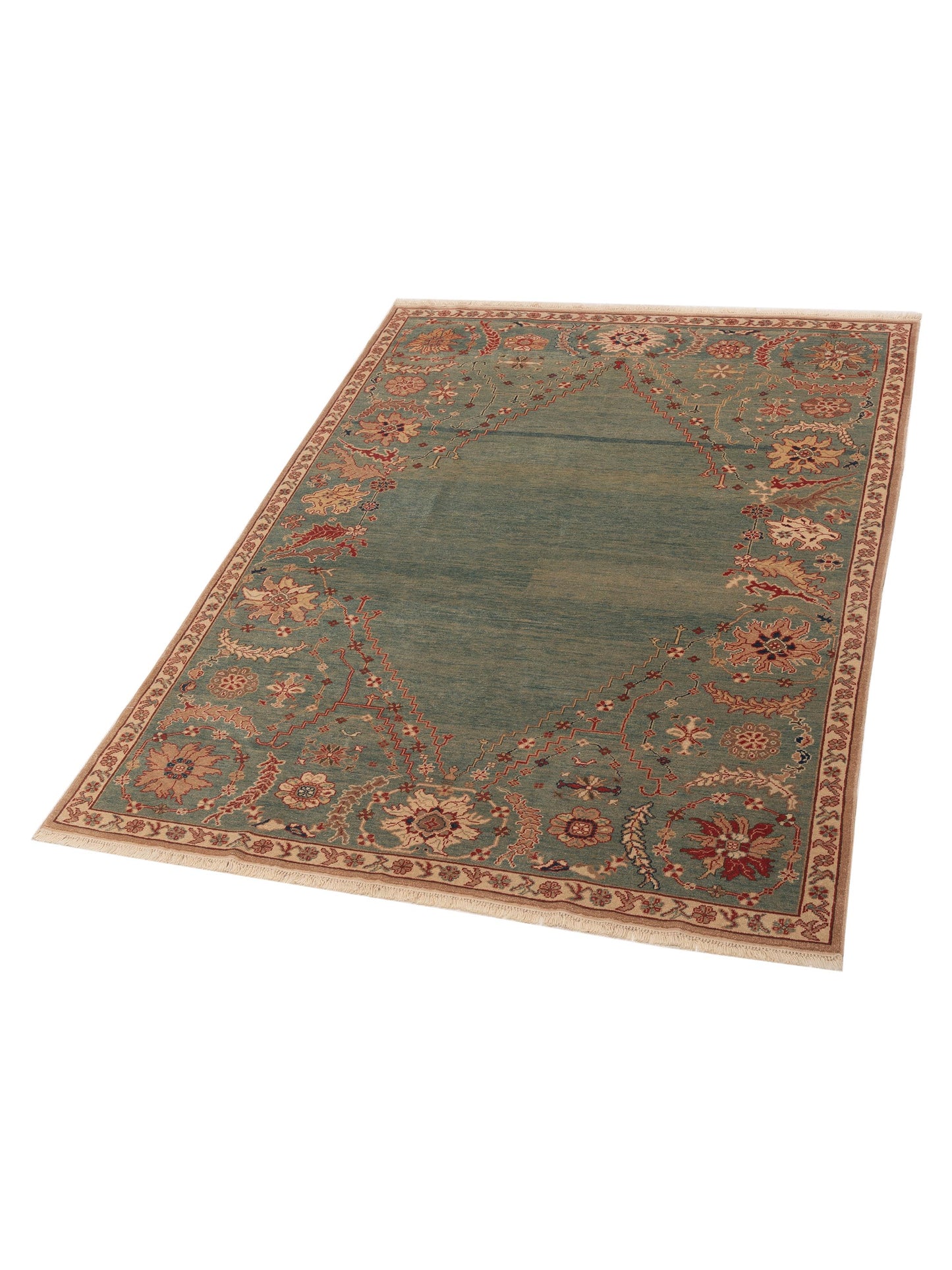 Pasha Antique Loom 104545 Green  Transitional Hand Knotted Rug