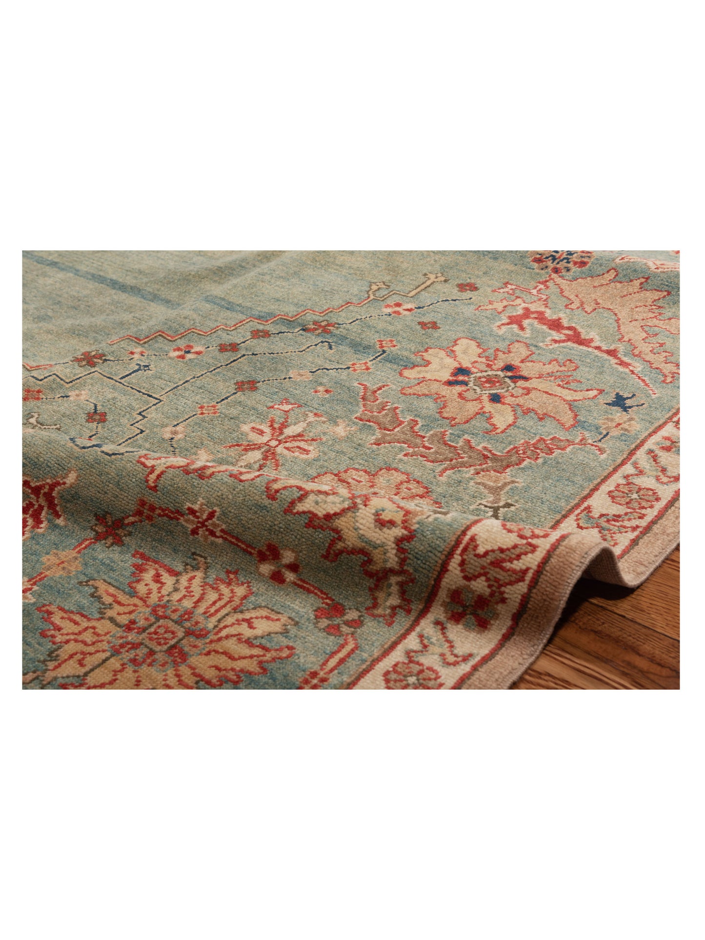 Pasha Antique Loom 104545 Green  Transitional Hand Knotted Rug