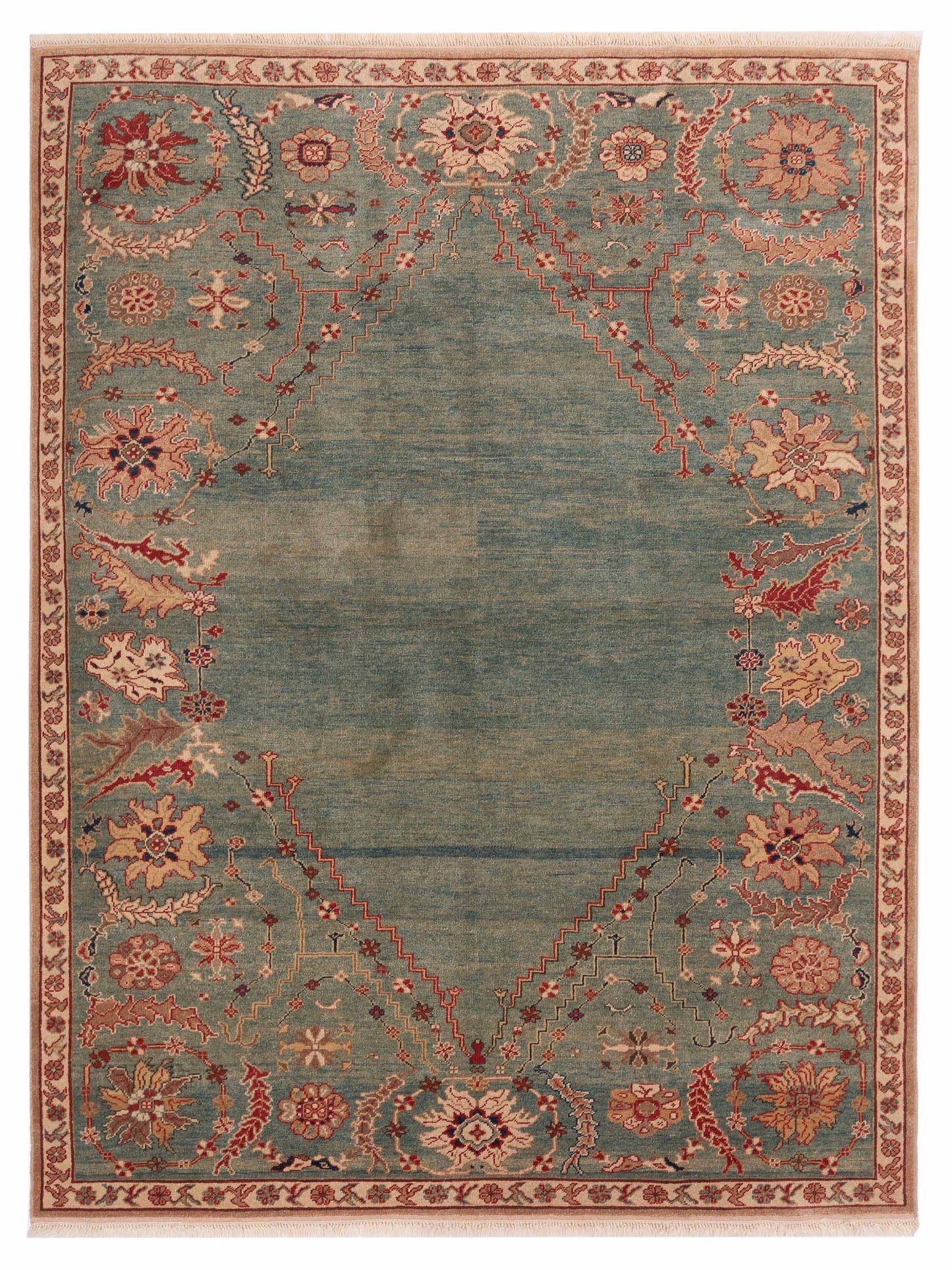 Pasha Antique Loom 104545 Green Transitional Hand Knotted Rug