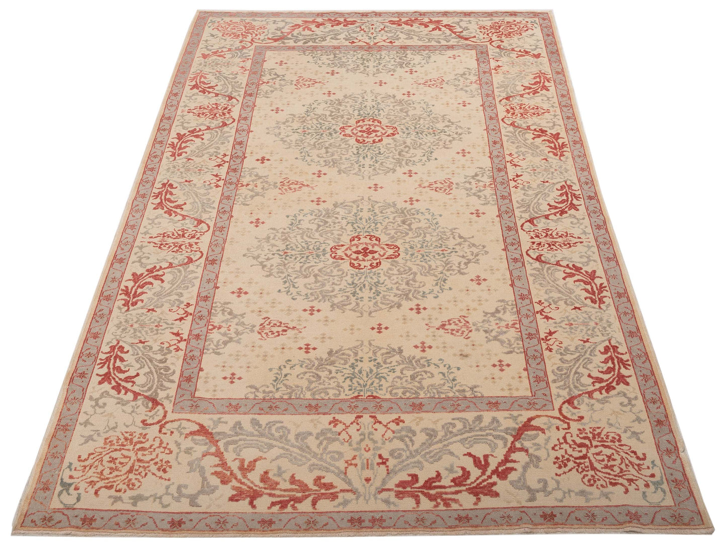 Pasha Antique Loom 104552 Ivory Ivory Transitional Hand Knotted Rug