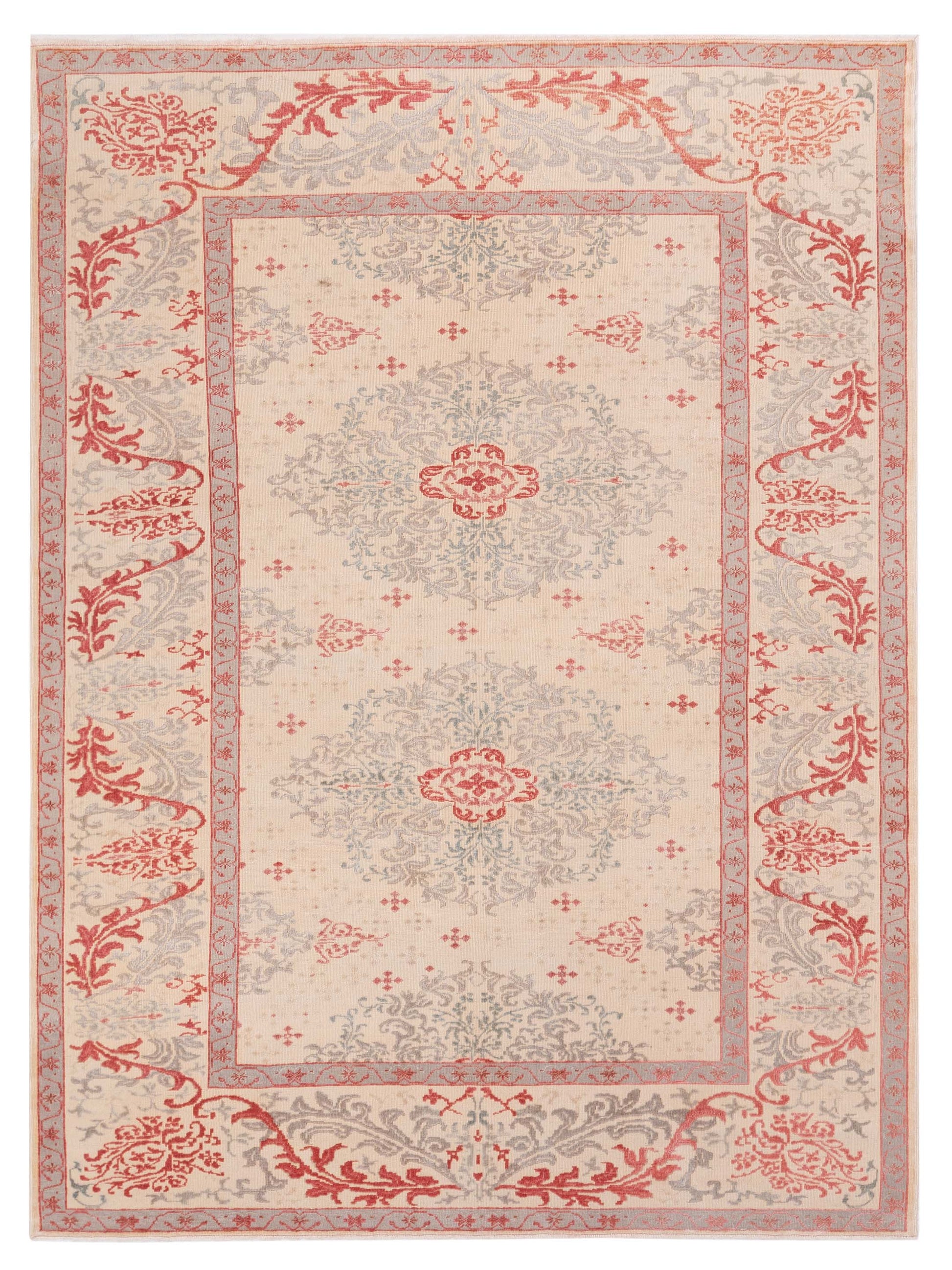 Pasha Antique Loom 104552 Ivory Transitional Hand Knotted Rug