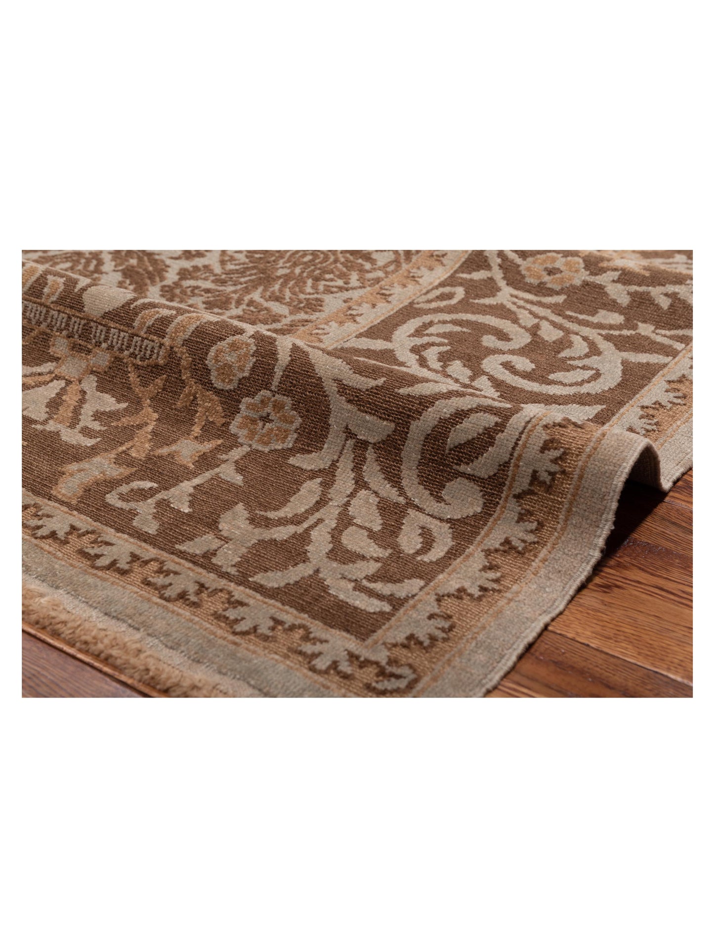 Pasha Defne Daisy Silver Brown Transitional Hand Knotted Rug