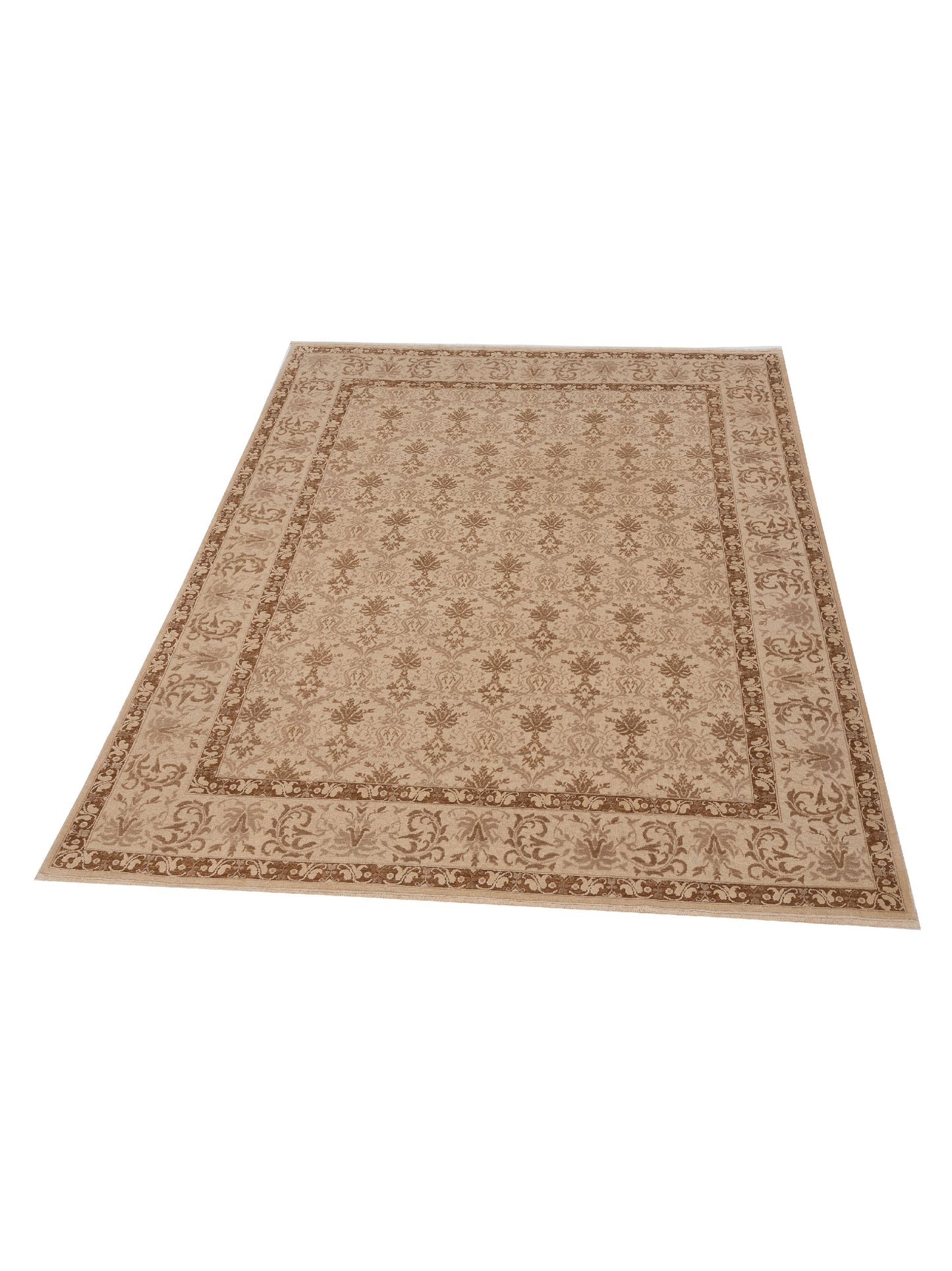 Pasha Defne Begonia Beige Beige Transitional Hand Knotted Rug