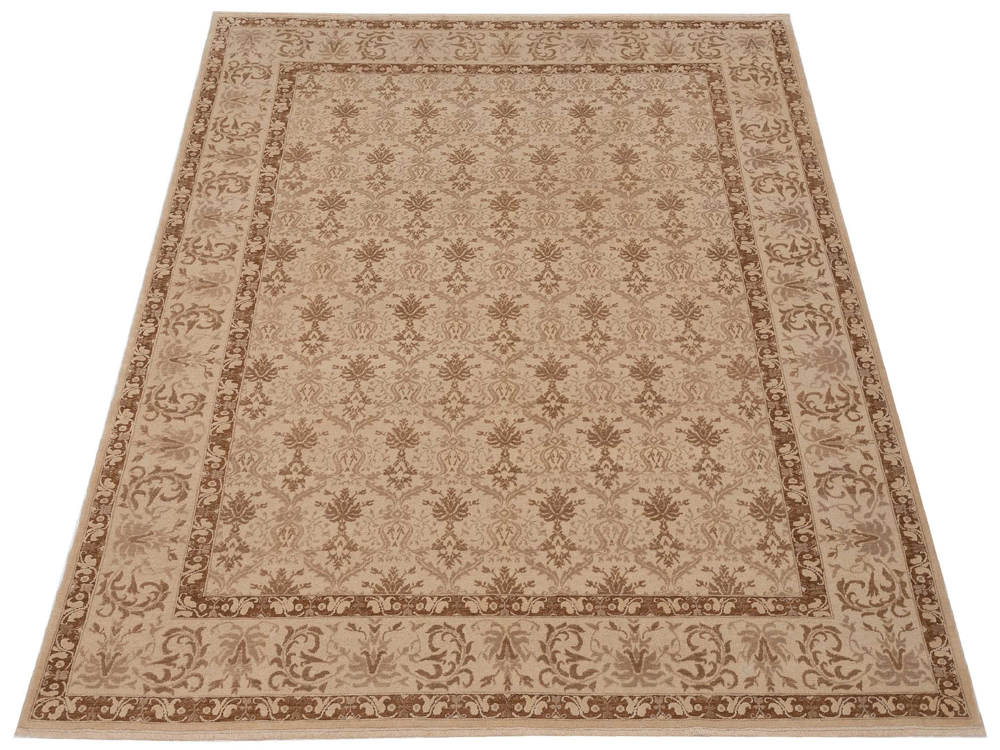 Pasha Defne Begonia Beige Beige Transitional Hand Knotted Rug