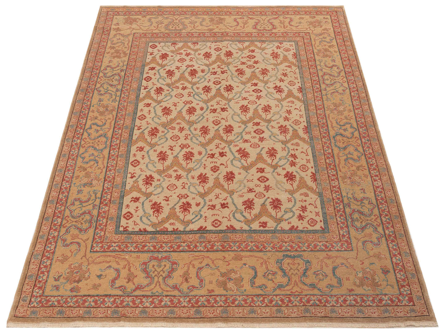 Pasha Antique Loom 105088 Beige Gold Transitional Hand Knotted Rug