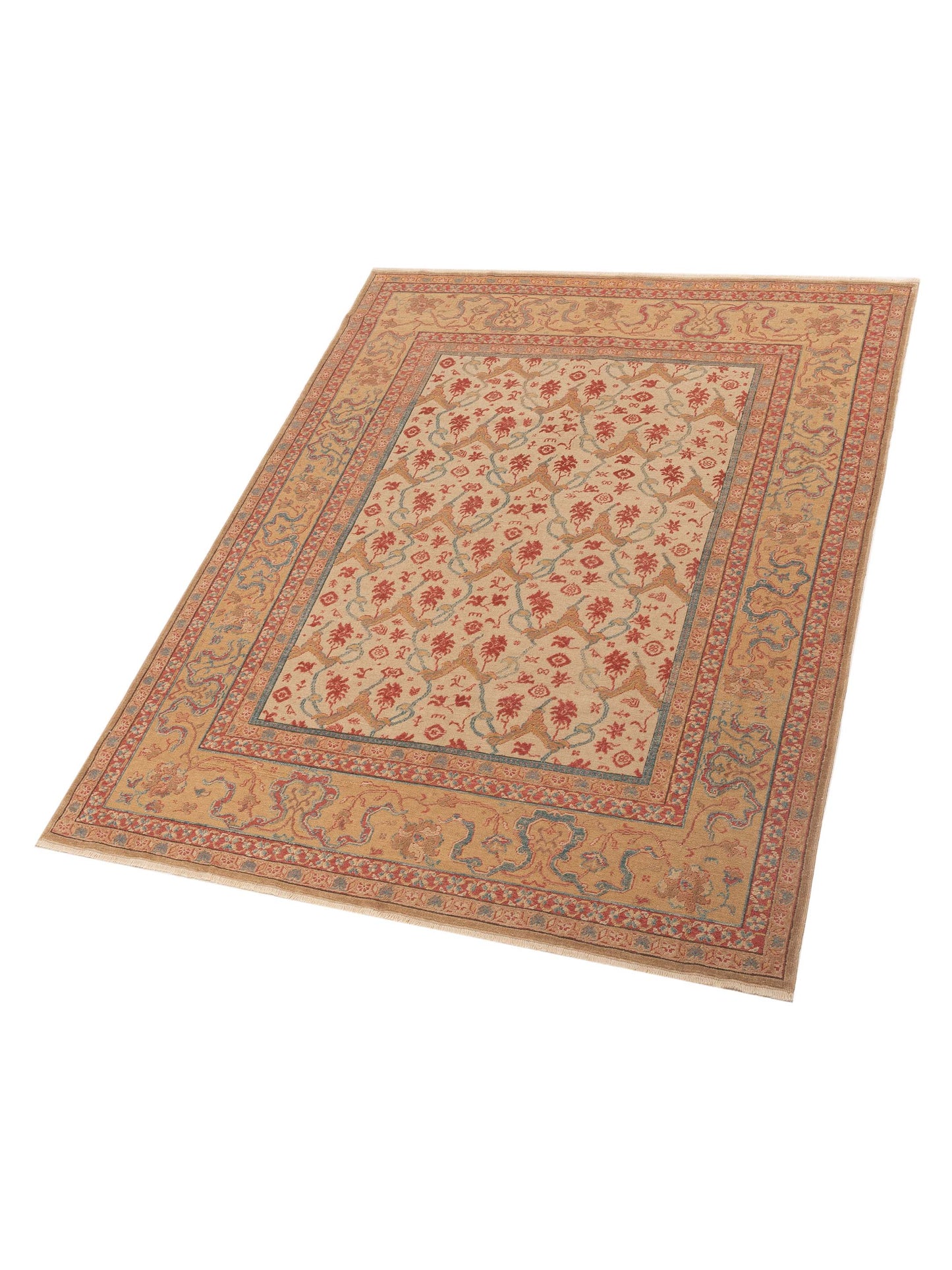 Pasha Antique Loom 105088 Beige Gold Transitional Hand Knotted Rug