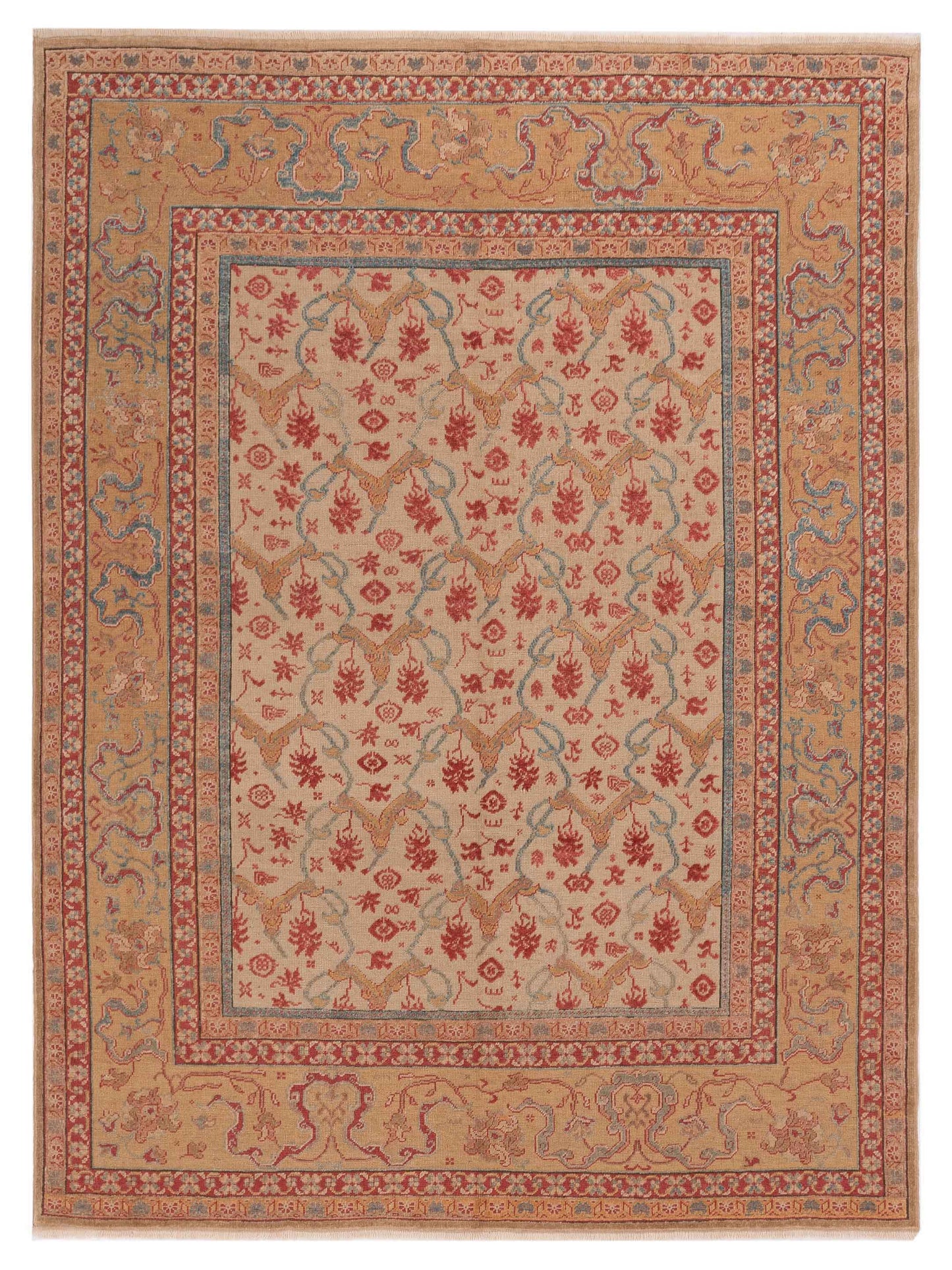 Pasha Antique Loom 105088 Beige Transitional Hand Knotted Rug