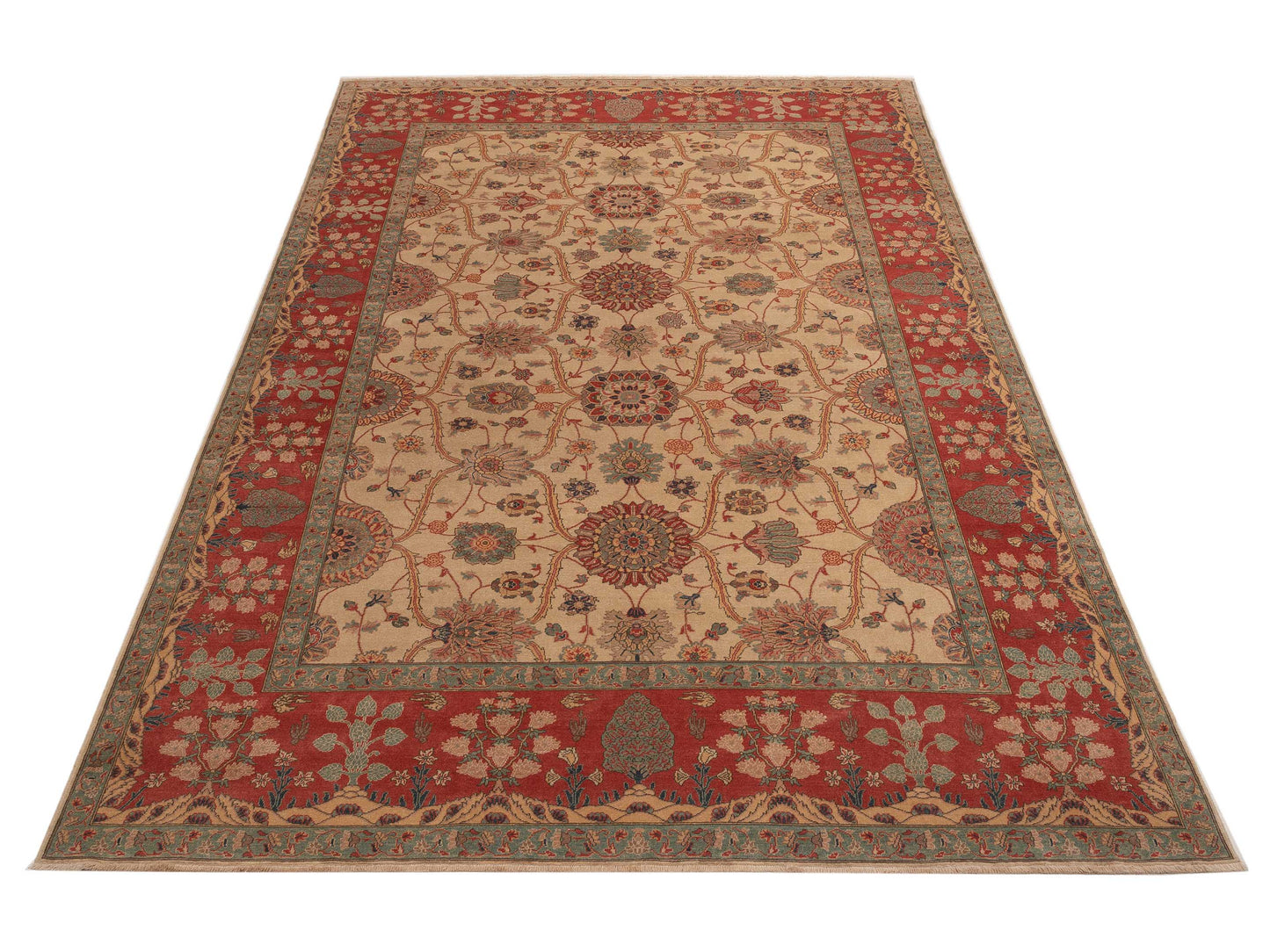 Pasha Antique Loom 105100 Ivory Rust Traditional Hand Knotted Rug