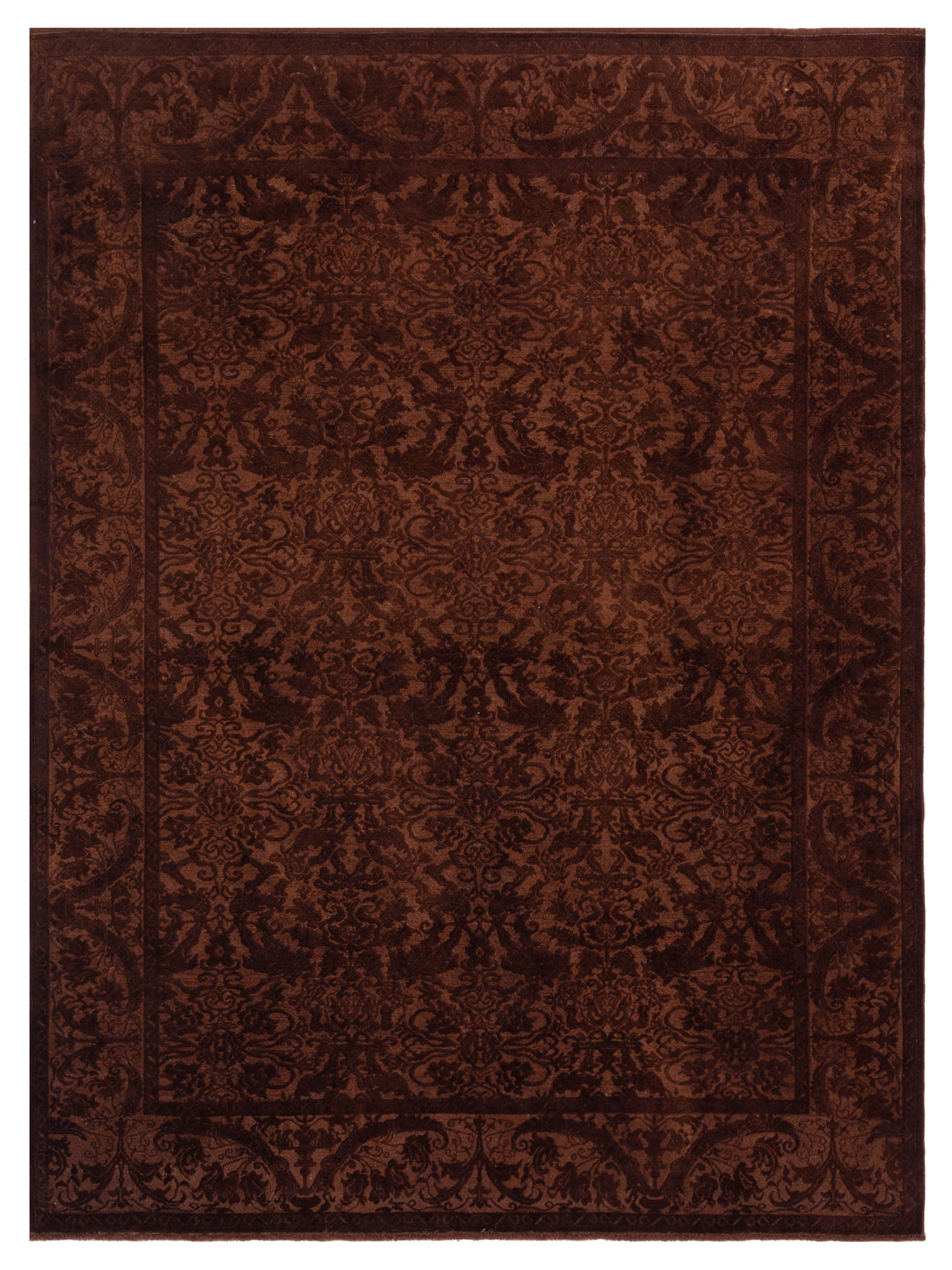 Pasha Vintage 105249 Dark Brown Transitional Hand Knotted Rug