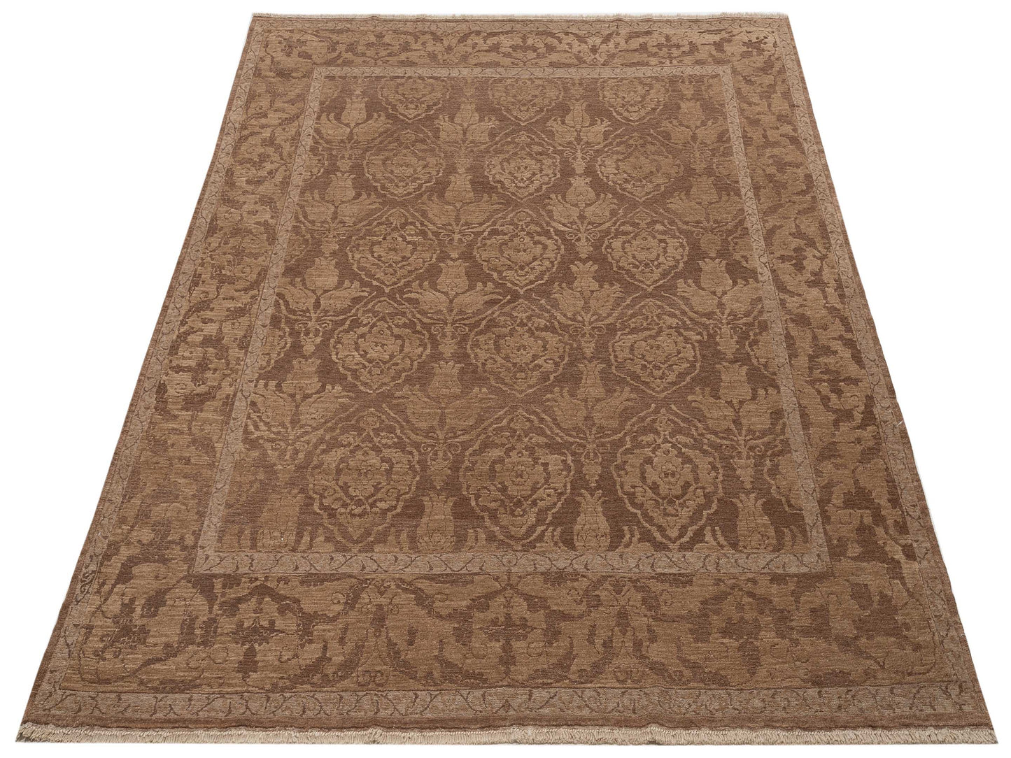 Pasha Defne Tulip Dark Brown Brown Transitional Hand Knotted Rug