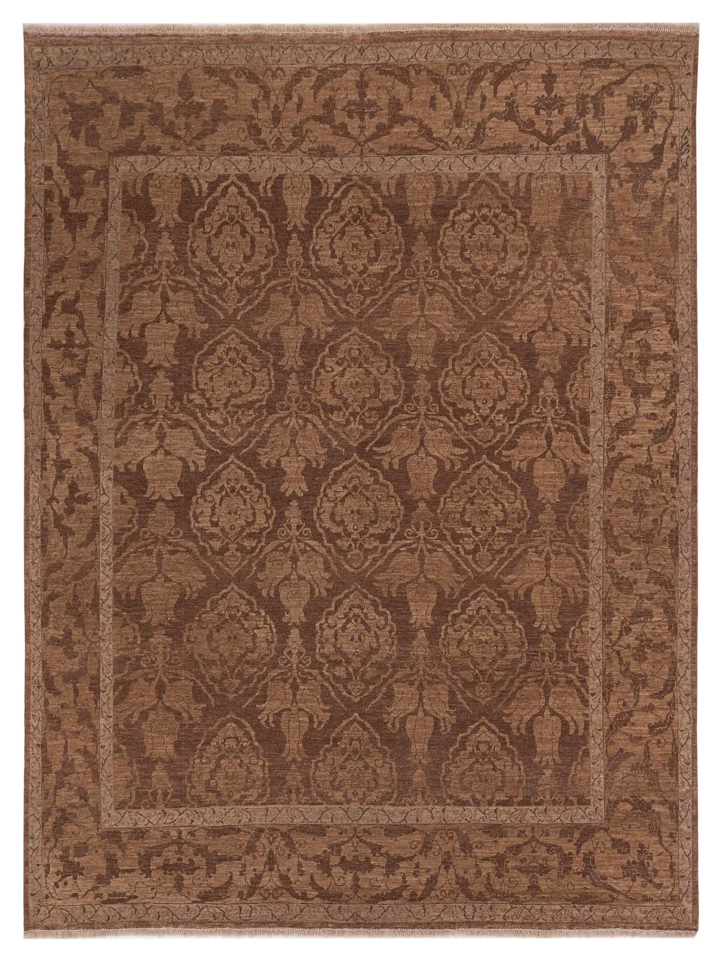 Pasha Defne Tulip Dark Brown Transitional Hand Knotted Rug