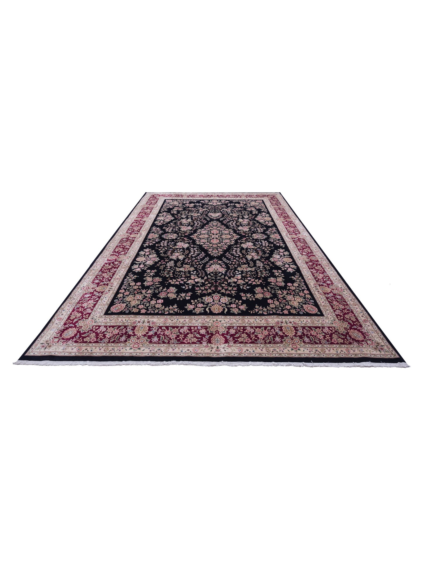 Pasha Magnolia 105687 Black Red Traditional Hand Knotted Rug