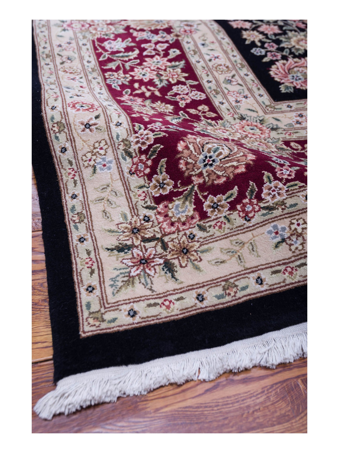 Pasha Magnolia 105687 Black Red Traditional Hand Knotted Rug