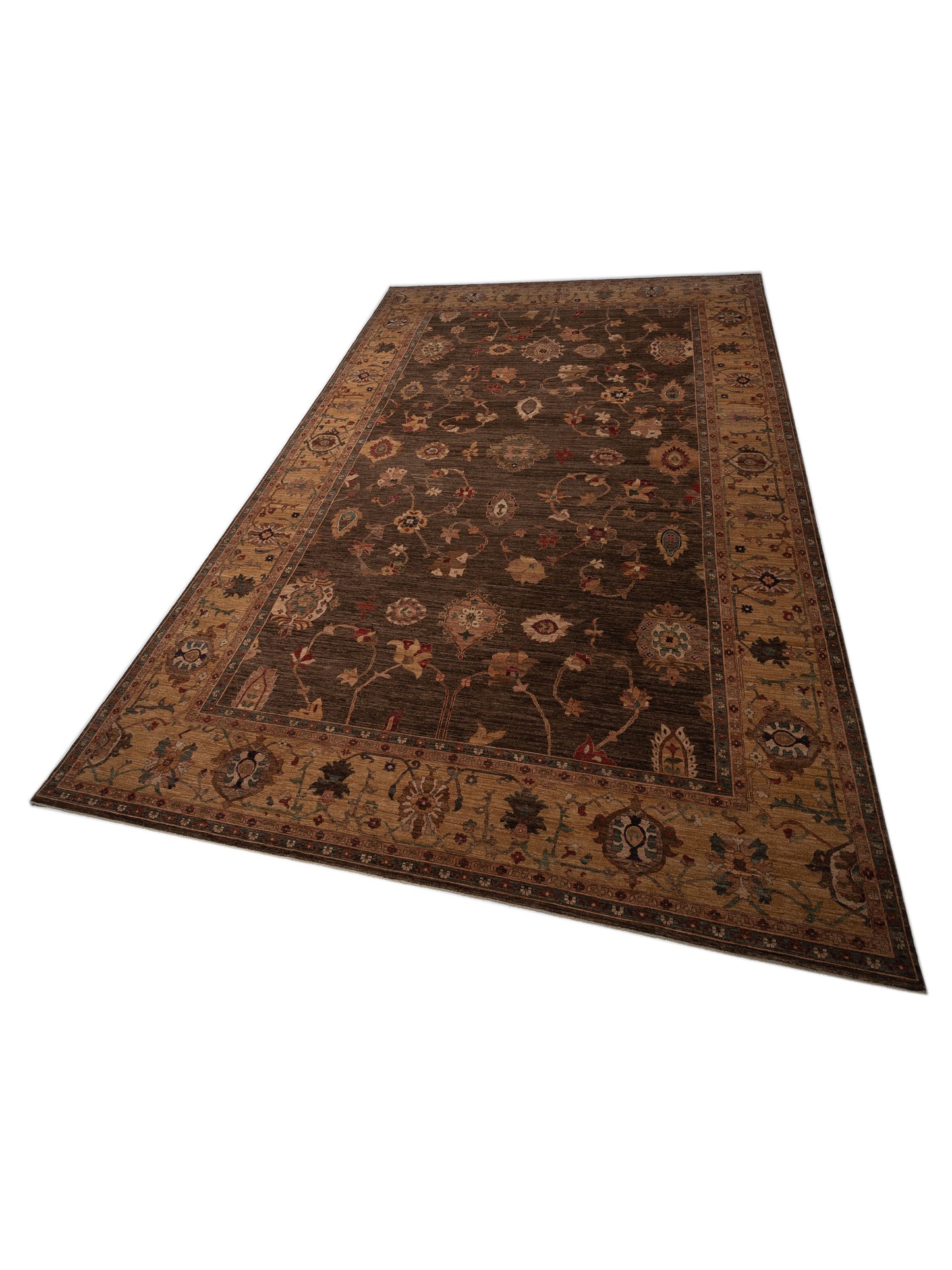 Pasha Elvan Nurgul Dark Brown Gold Traditional Hand Knotted Rug