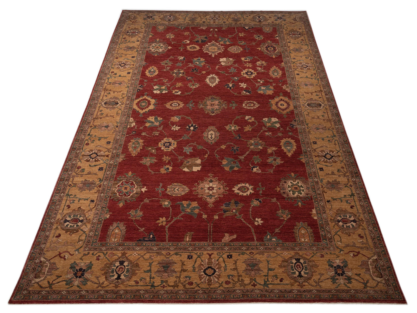 Pasha Elvan Nurgul Red Gold Traditional Hand Knotted Rug