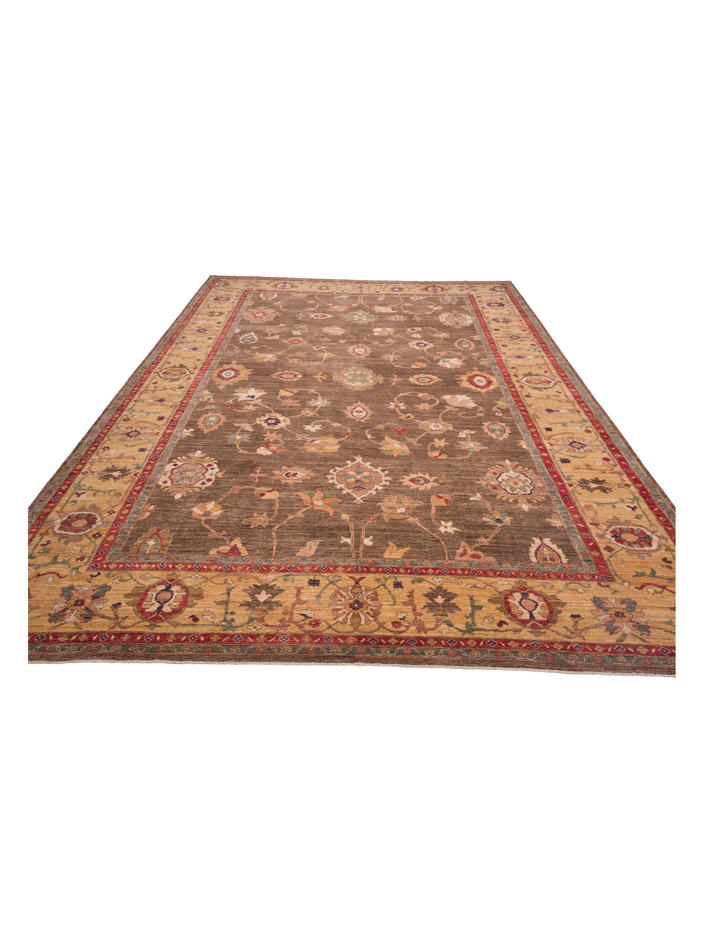 Pasha Elvan Nurgul Brown Gold Traditional Hand Knotted Rug