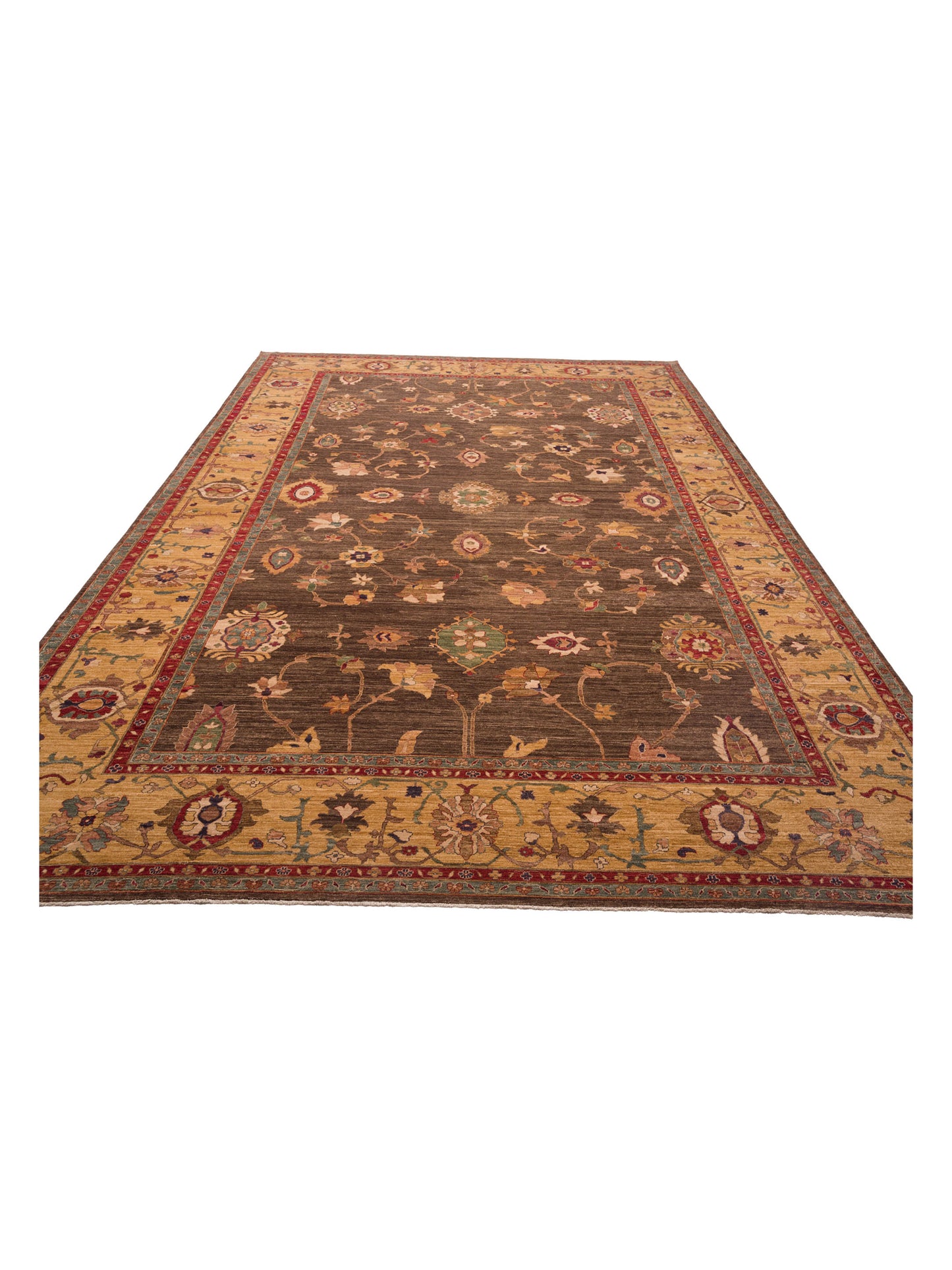 Pasha Elvan Nurgul Brown Gold Traditional Hand Knotted Rug