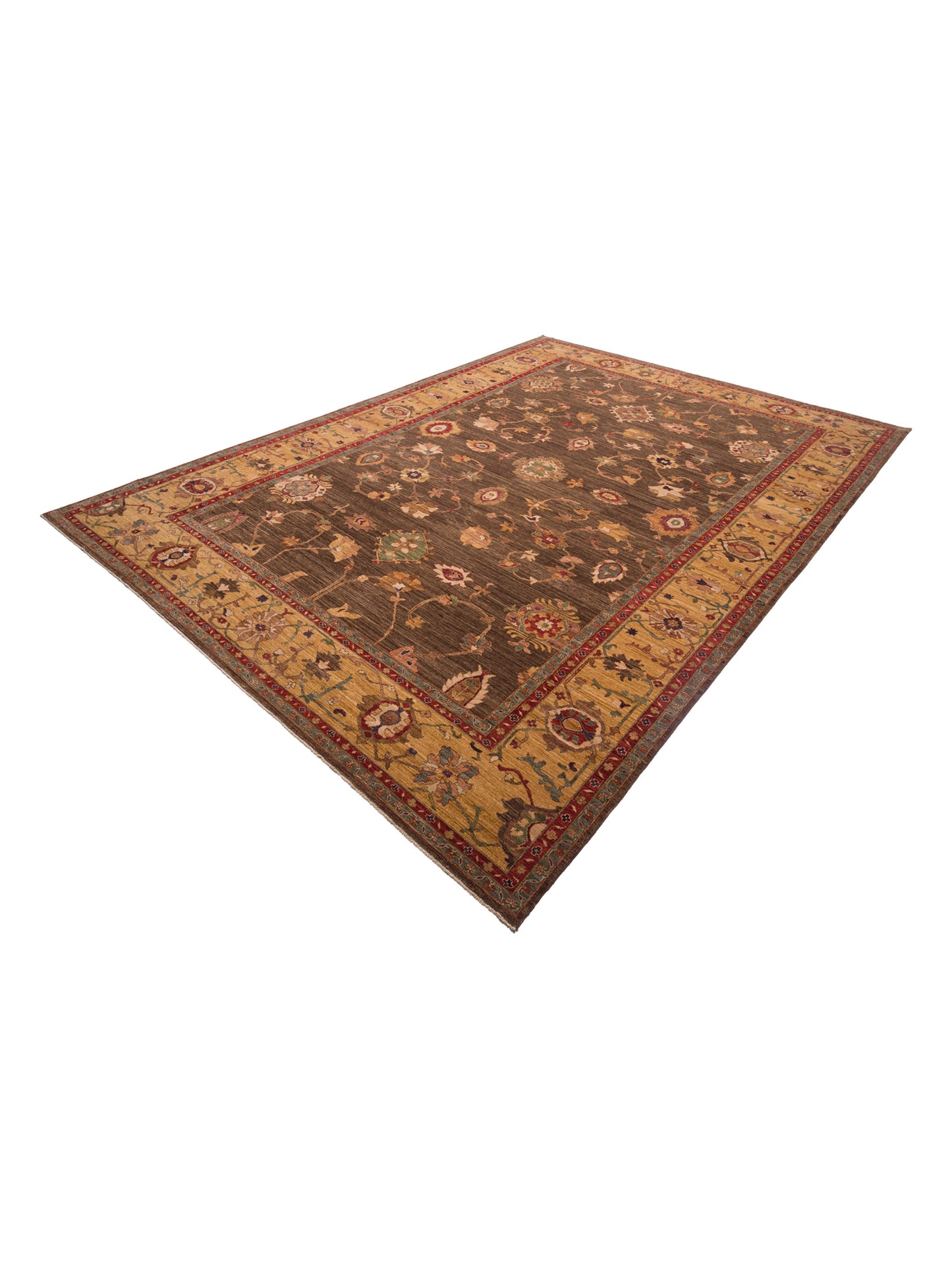 Pasha Elvan Nurgul Brown Gold Traditional Hand Knotted Rug