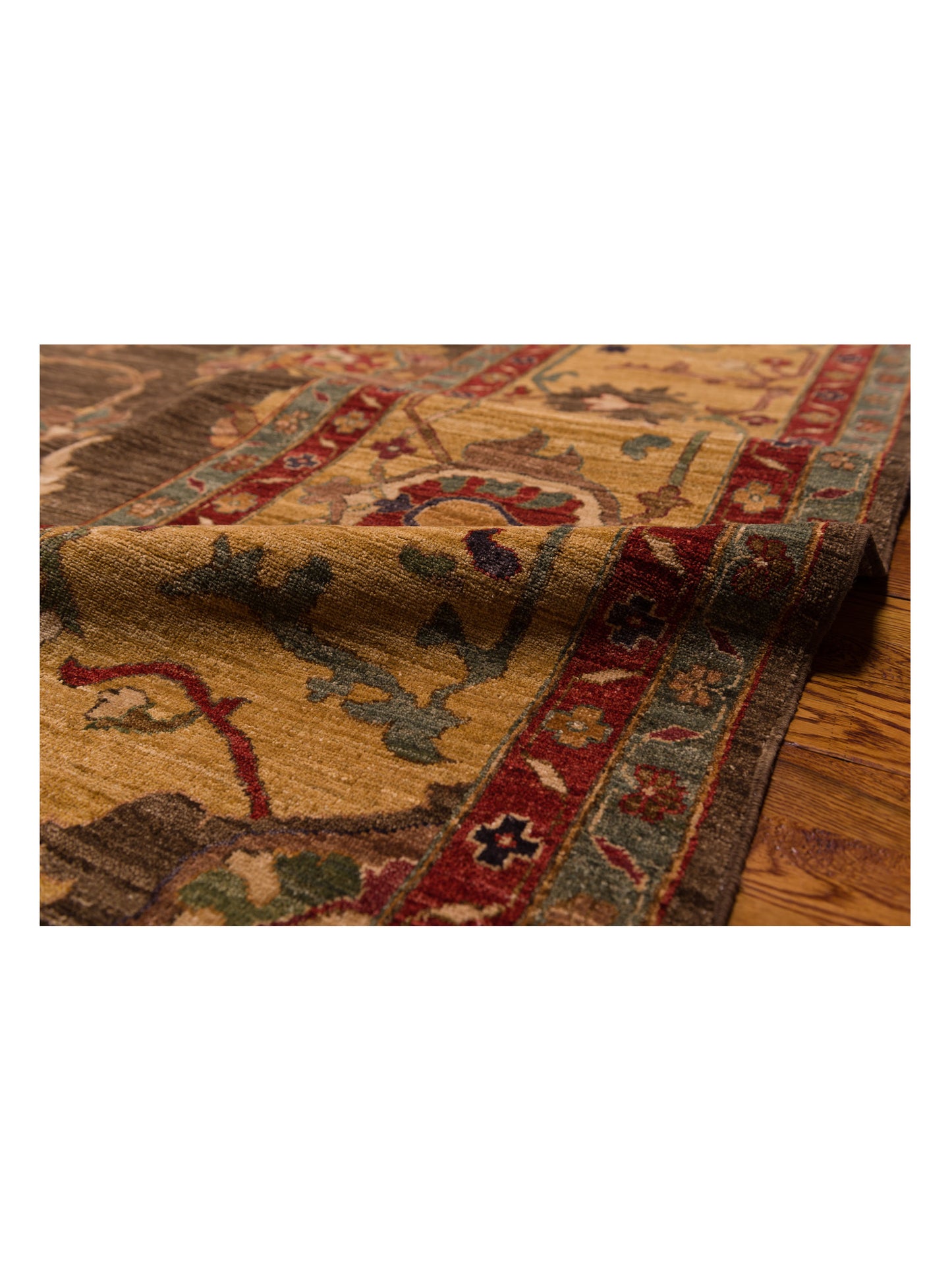 Pasha Elvan Nurgul Brown Gold Traditional Hand Knotted Rug