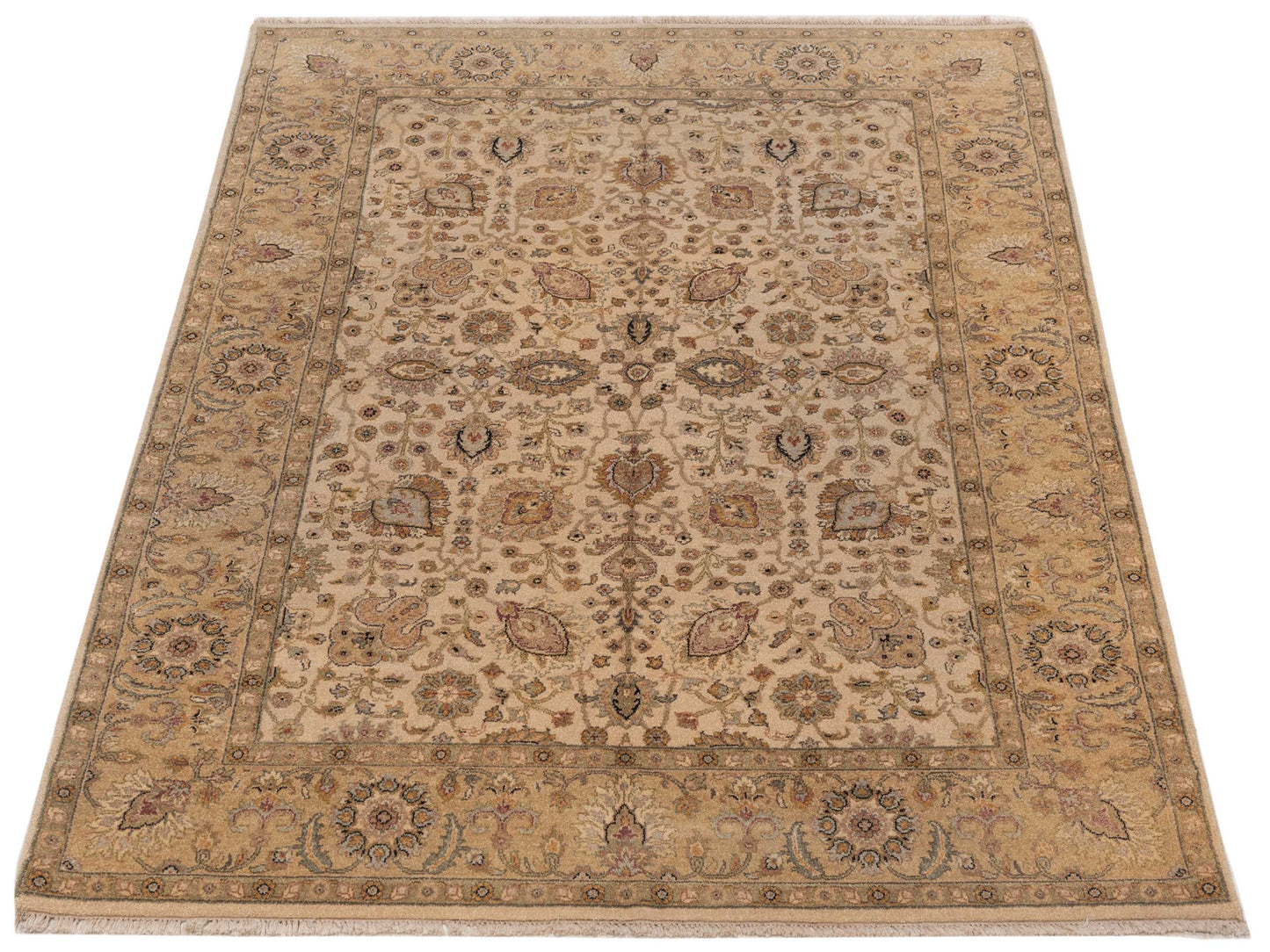 Rajpur Haji Jalili 106774 Ivory Gold Transitional Hand Knotted Rug - 5x7