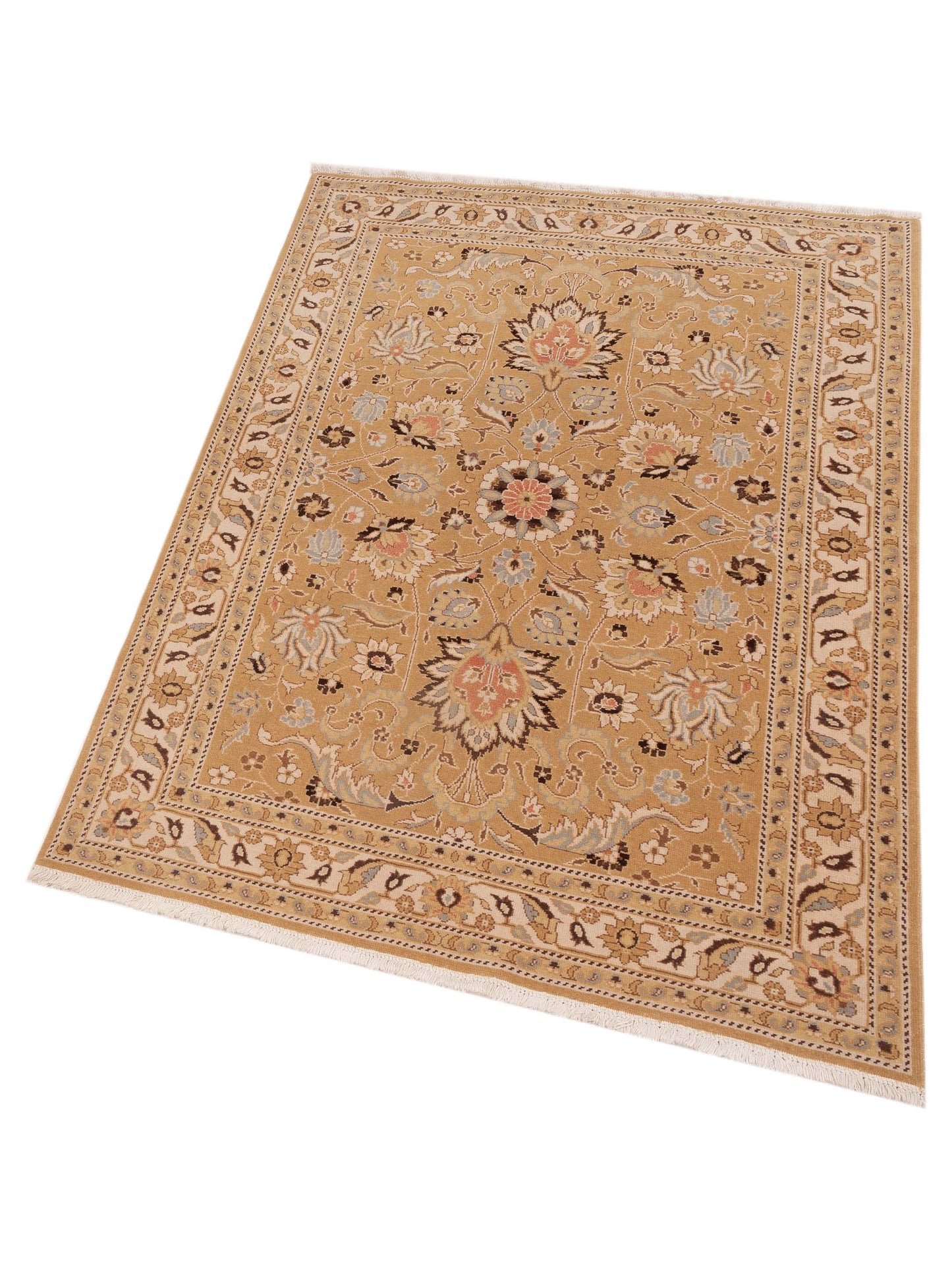 Pasha Bouquet 107408 Gold Ivory Transitional Hand Knotted Rug