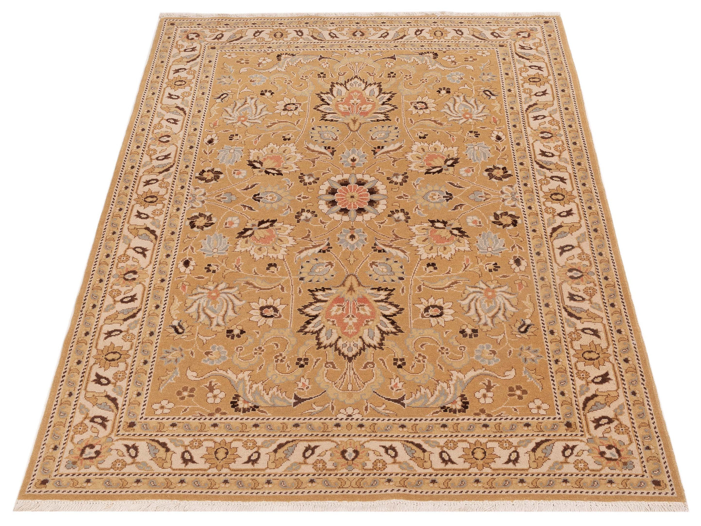 Pasha Bouquet 107408 Gold Ivory Transitional Hand Knotted Rug