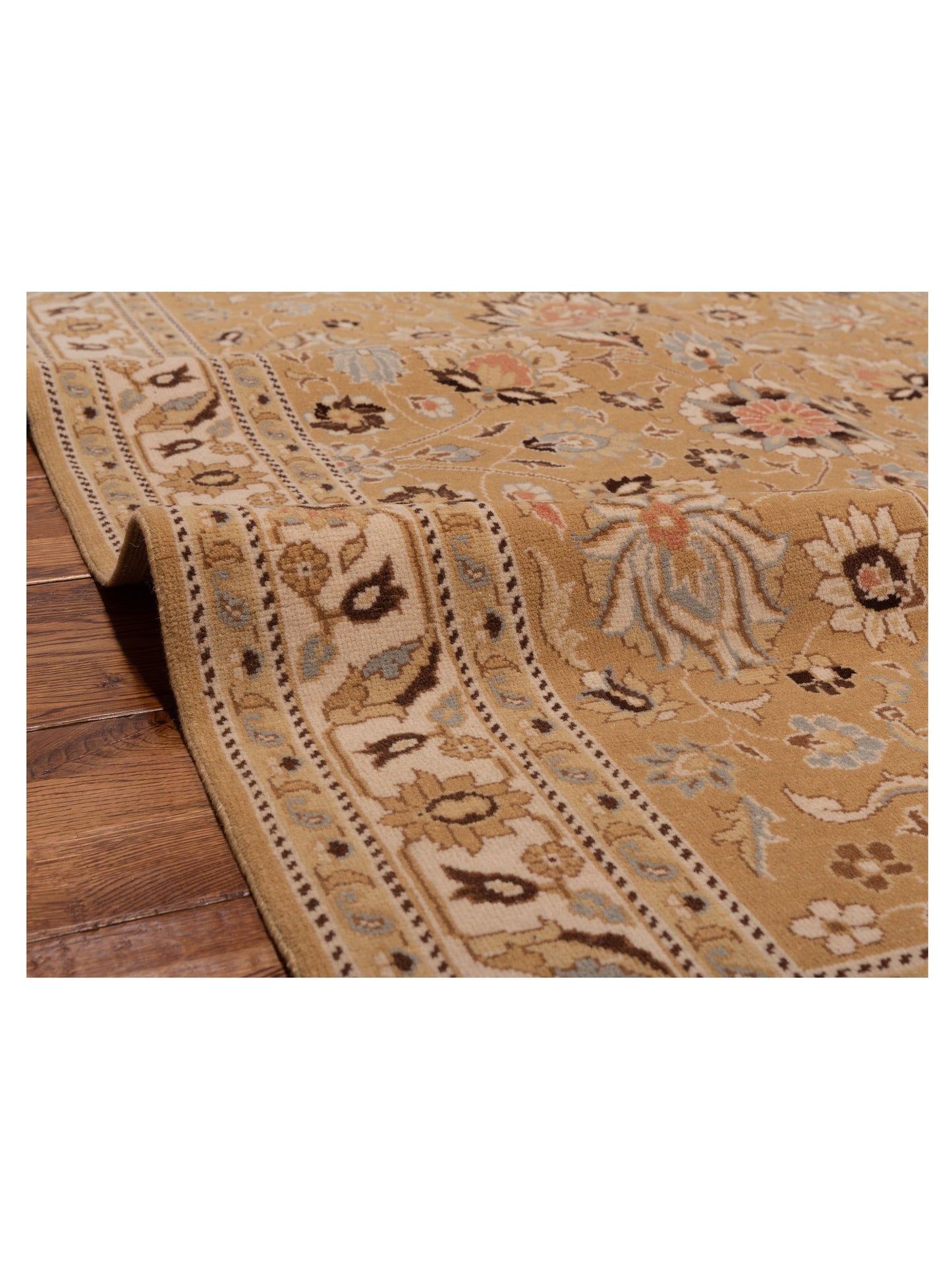 Pasha Bouquet 107408 Gold Ivory Transitional Hand Knotted Rug