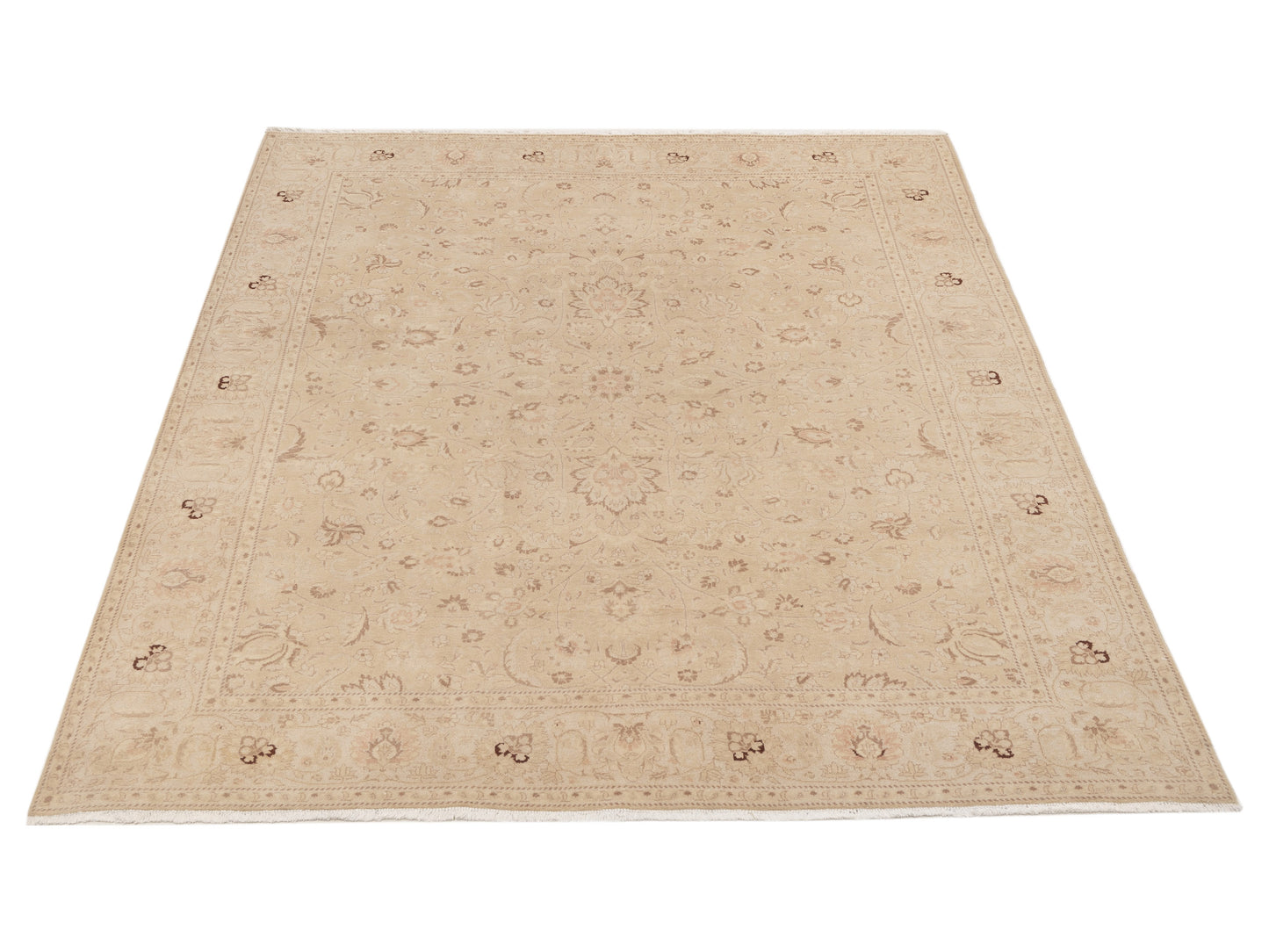 Pasha Bouquet 107411 Gold Ivory Transitional Hand Knotted Rug