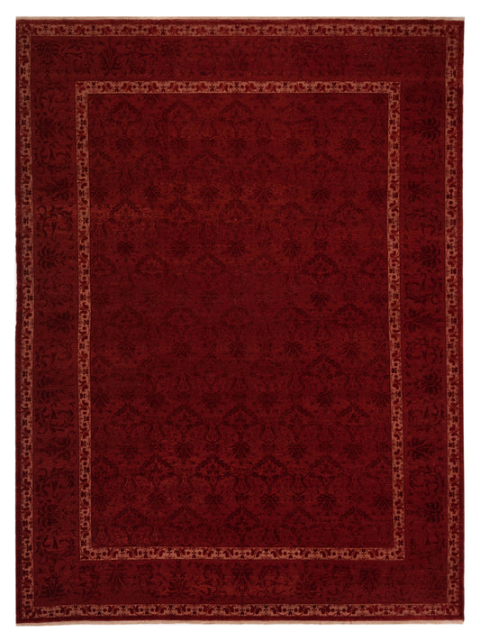 Pasha Defne Begonia Dark Red Transitional Hand Knotted Rug